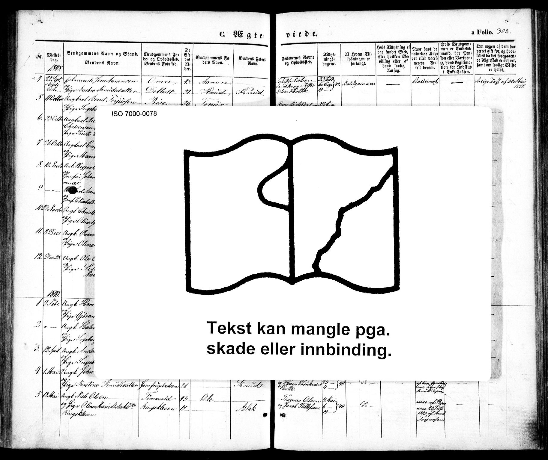 Hommedal sokneprestkontor, SAK/1111-0023/F/Fa/Fab/L0004: Parish register (official) no. A 4, 1848-1860, p. 302