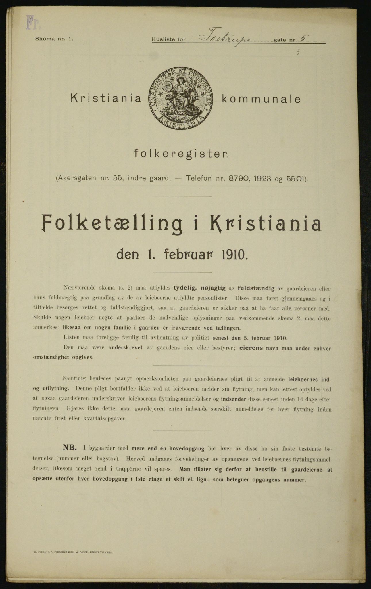 OBA, Municipal Census 1910 for Kristiania, 1910, p. 109389