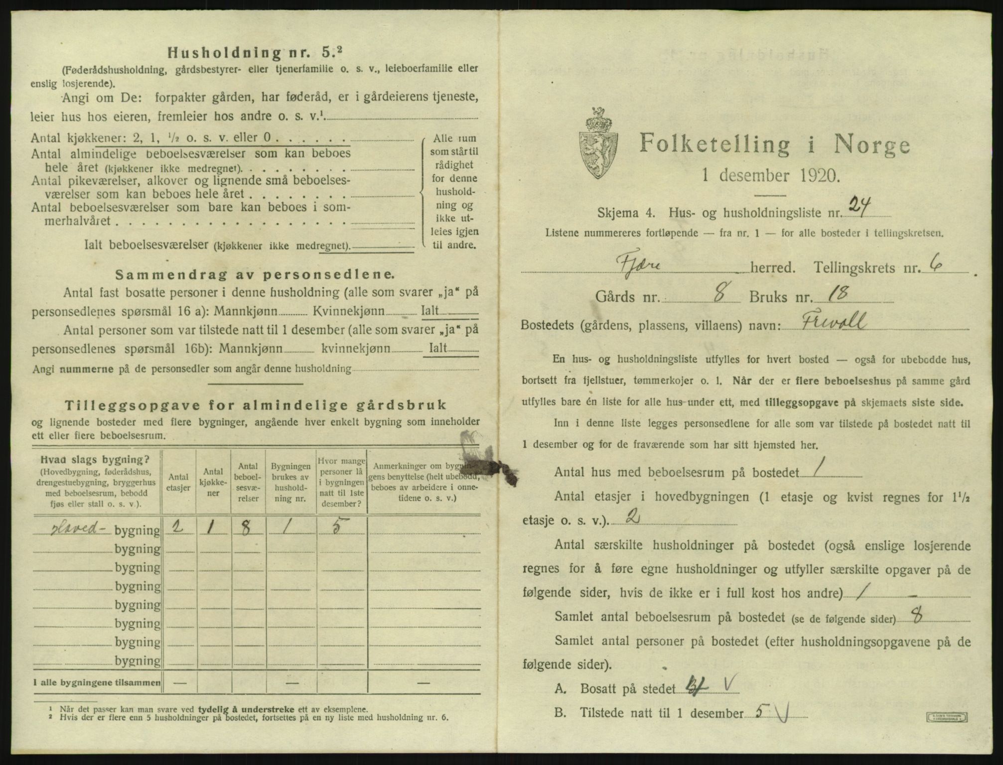 SAK, 1920 census for Fjære, 1920, p. 1235