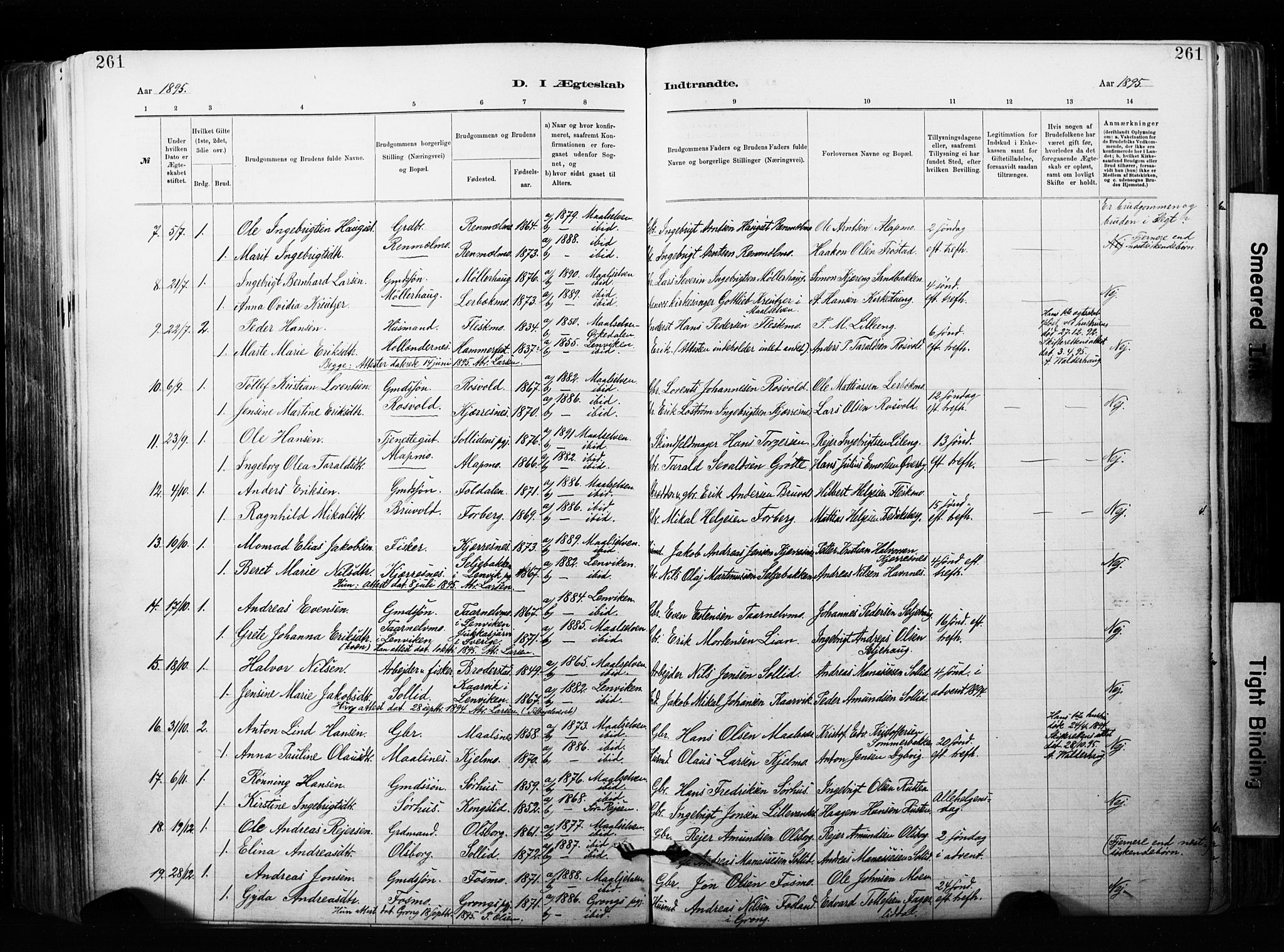 Målselv sokneprestembete, SATØ/S-1311/G/Ga/Gaa/L0007kirke: Parish register (official) no. 7, 1884-1903, p. 261