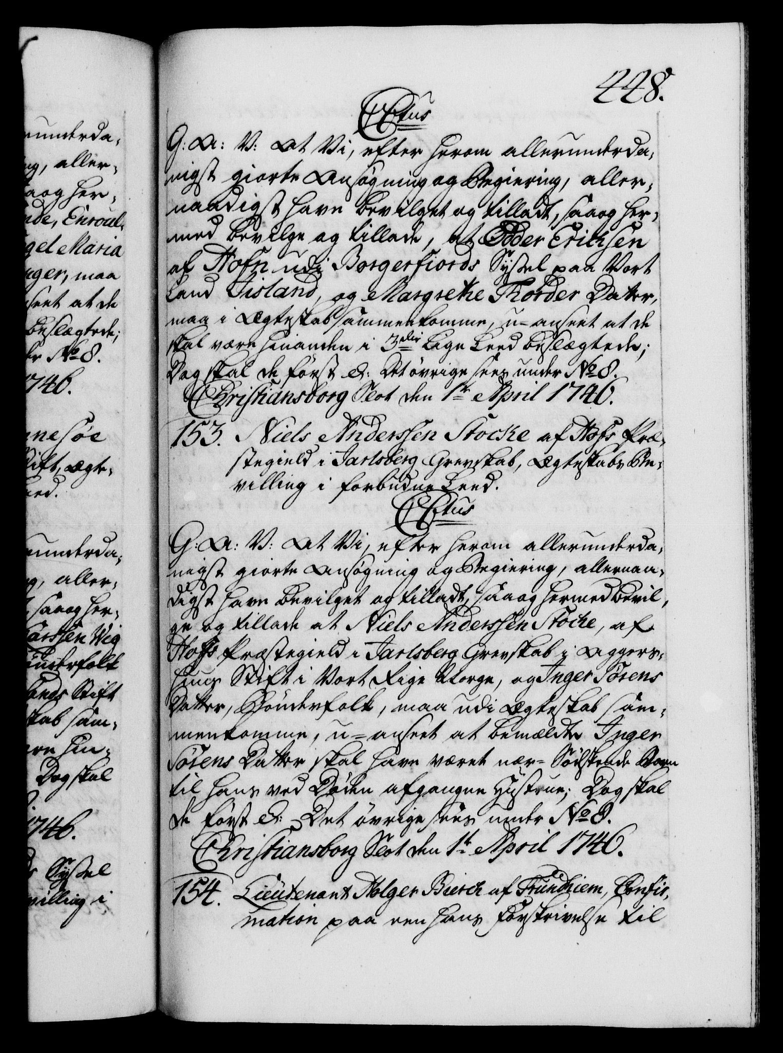 Danske Kanselli 1572-1799, AV/RA-EA-3023/F/Fc/Fca/Fcaa/L0034: Norske registre, 1745-1746, p. 448a