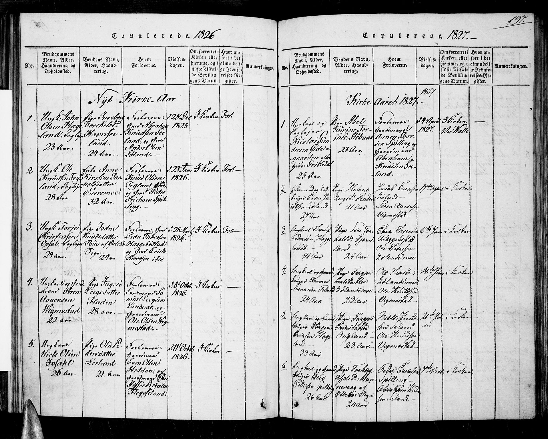 Nord-Audnedal sokneprestkontor, SAK/1111-0032/F/Fa/Fab/L0001: Parish register (official) no. A 1, 1816-1858, p. 197