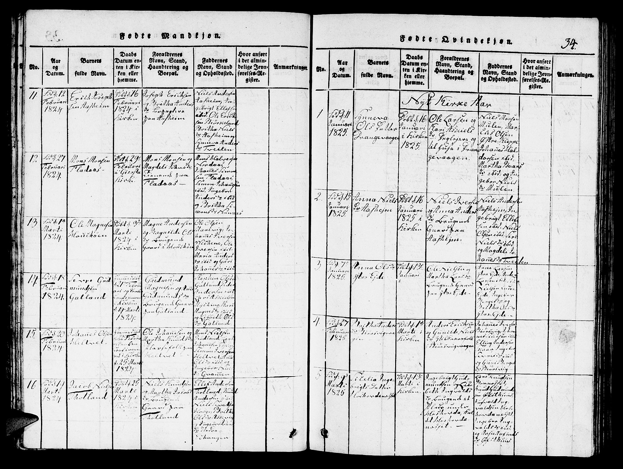 Hosanger sokneprestembete, AV/SAB-A-75801/H/Hab: Parish register (copy) no. A 1 /1, 1816-1856, p. 34