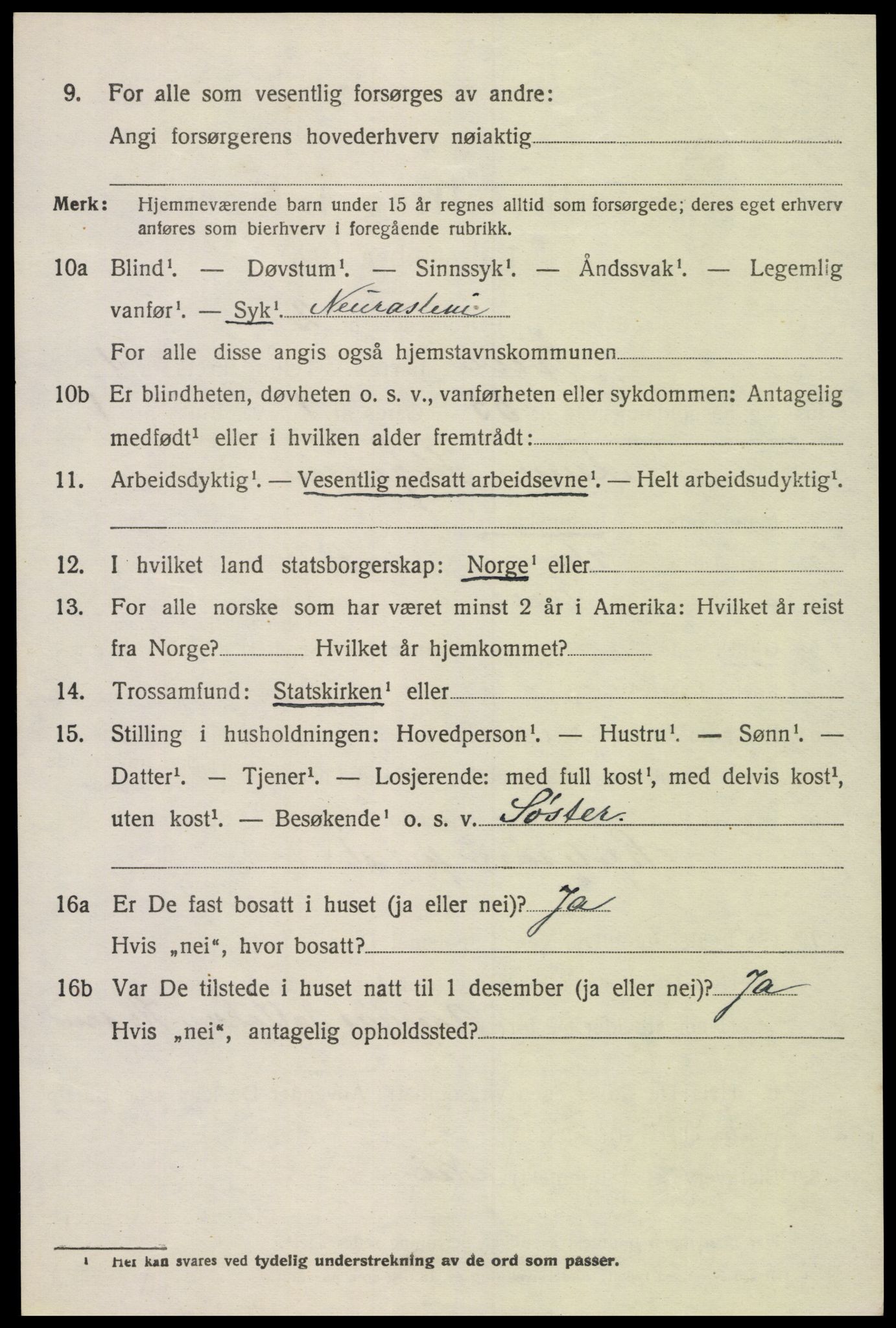 SAK, 1920 census for Tveit, 1920, p. 1225