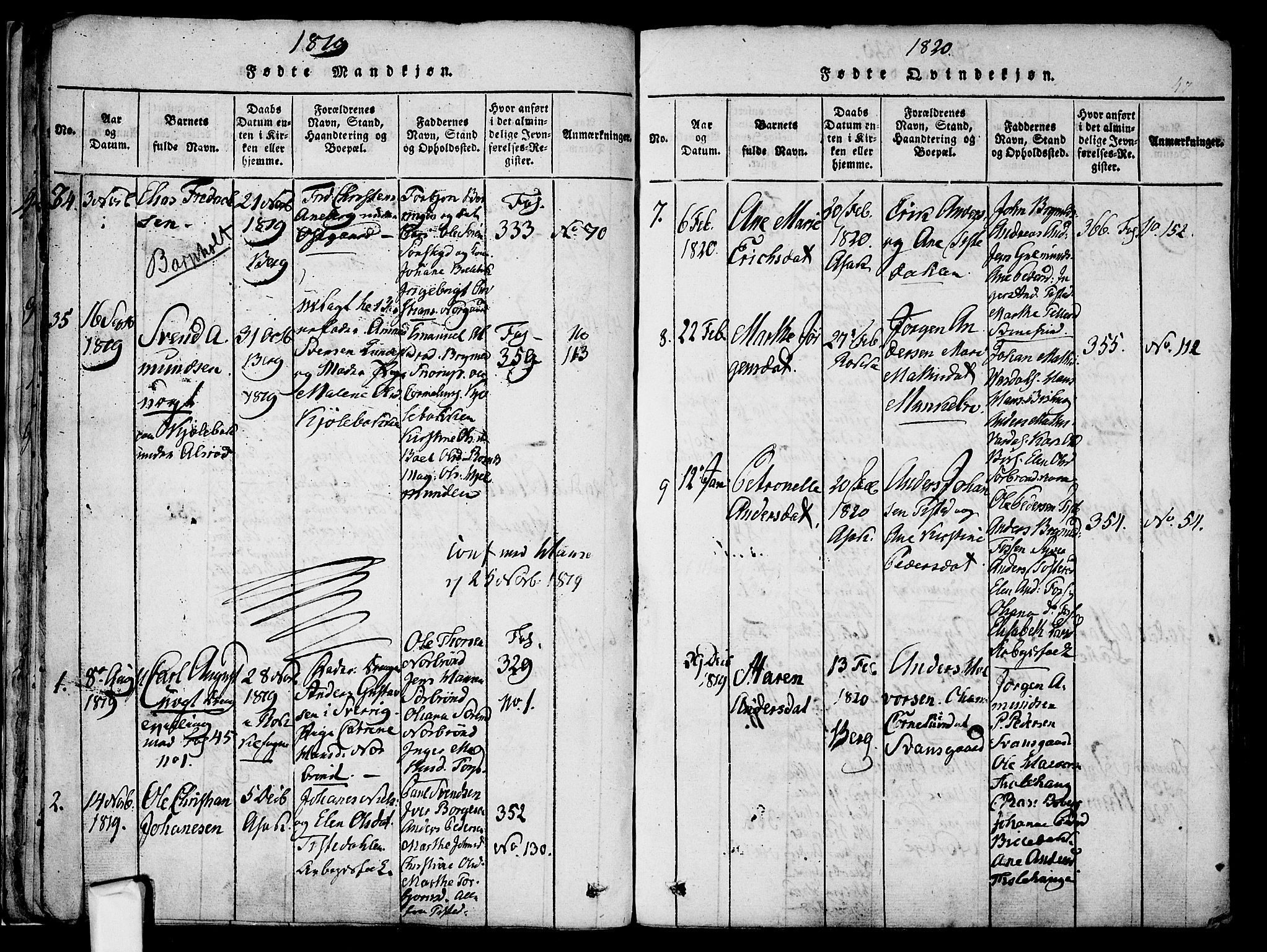 Berg prestekontor Kirkebøker, AV/SAO-A-10902/F/Fa/L0002: Parish register (official) no. I 2, 1815-1831, p. 47