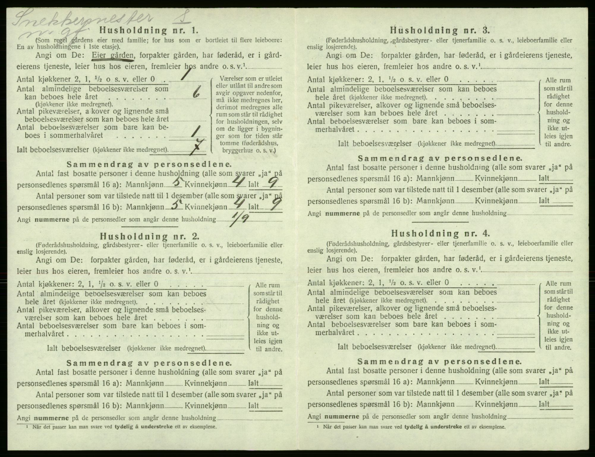 SAB, 1920 census for Kvam, 1920, p. 724