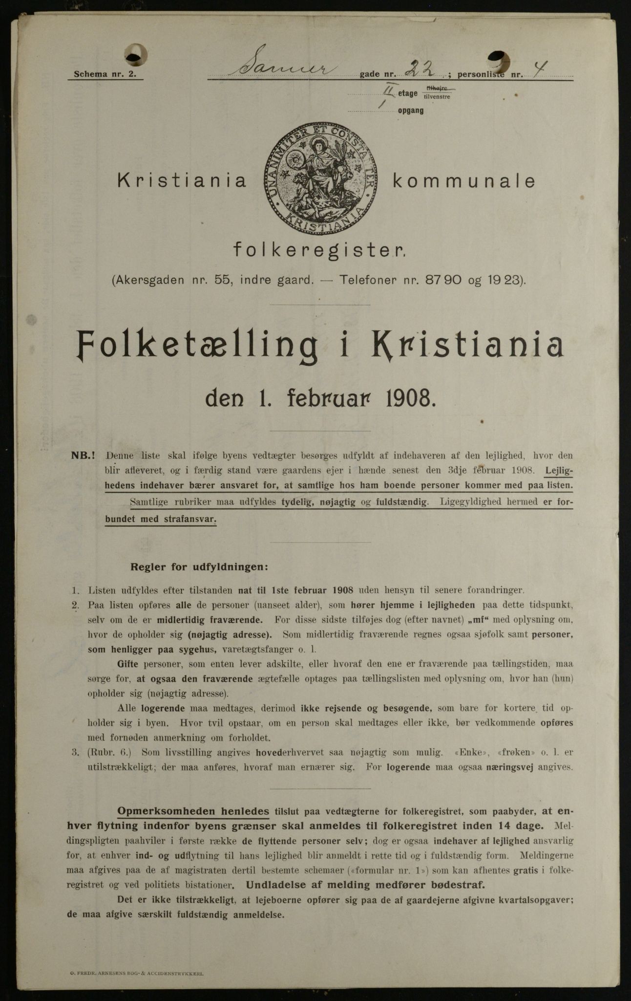 OBA, Municipal Census 1908 for Kristiania, 1908, p. 80305