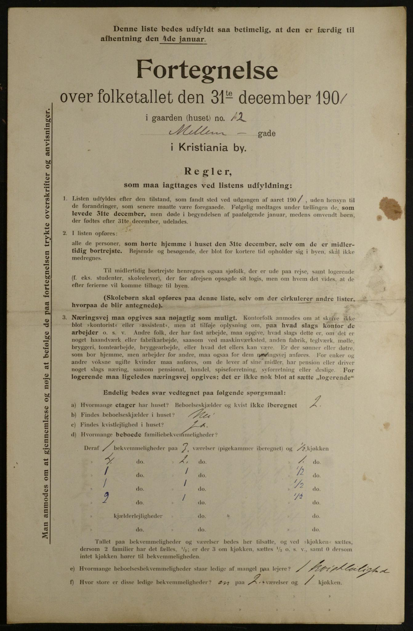 OBA, Municipal Census 1901 for Kristiania, 1901, p. 10026