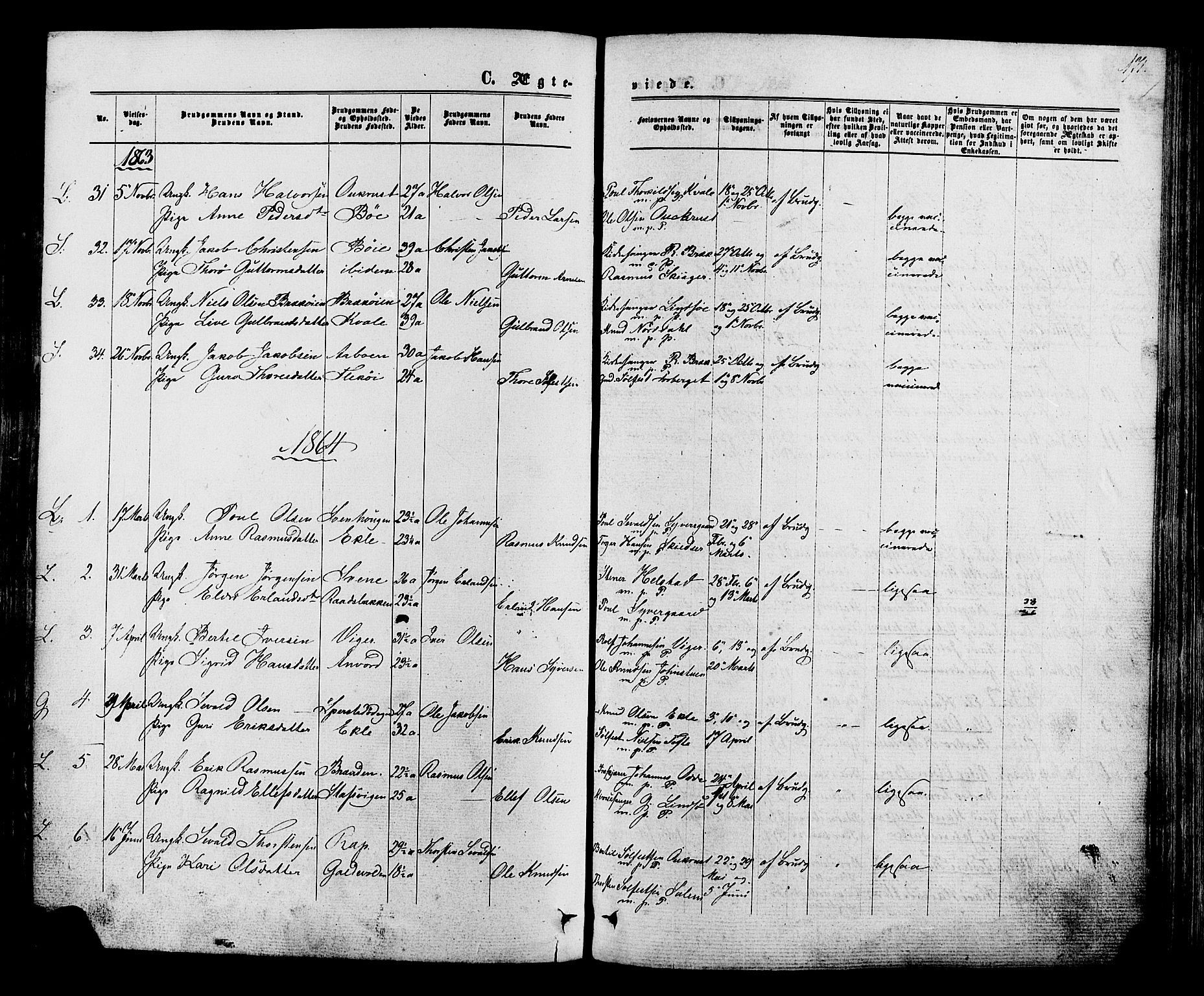 Lom prestekontor, SAH/PREST-070/K/L0007: Parish register (official) no. 7, 1863-1884, p. 171