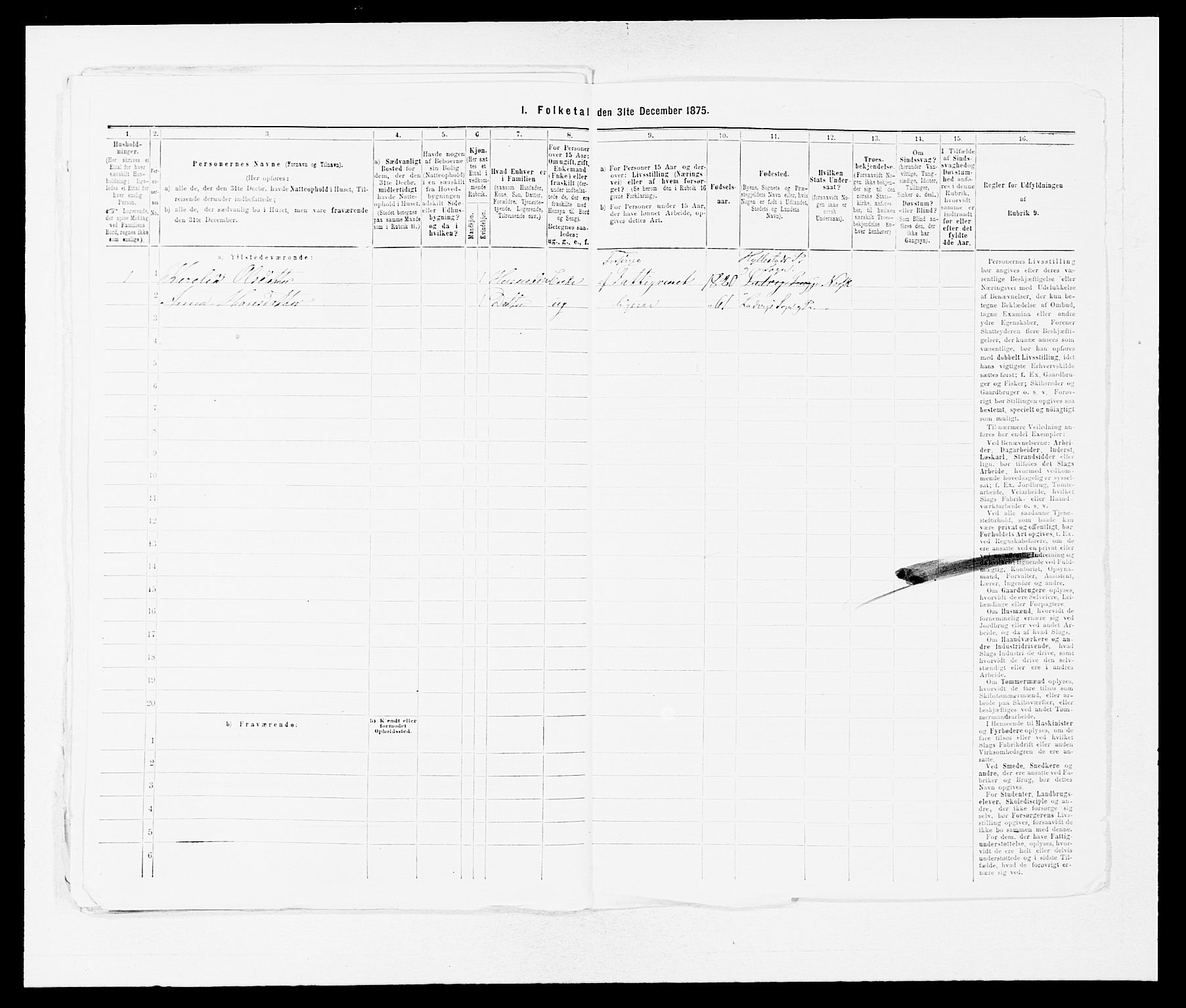 SAB, 1875 census for 1415P Lavik, 1875, p. 365