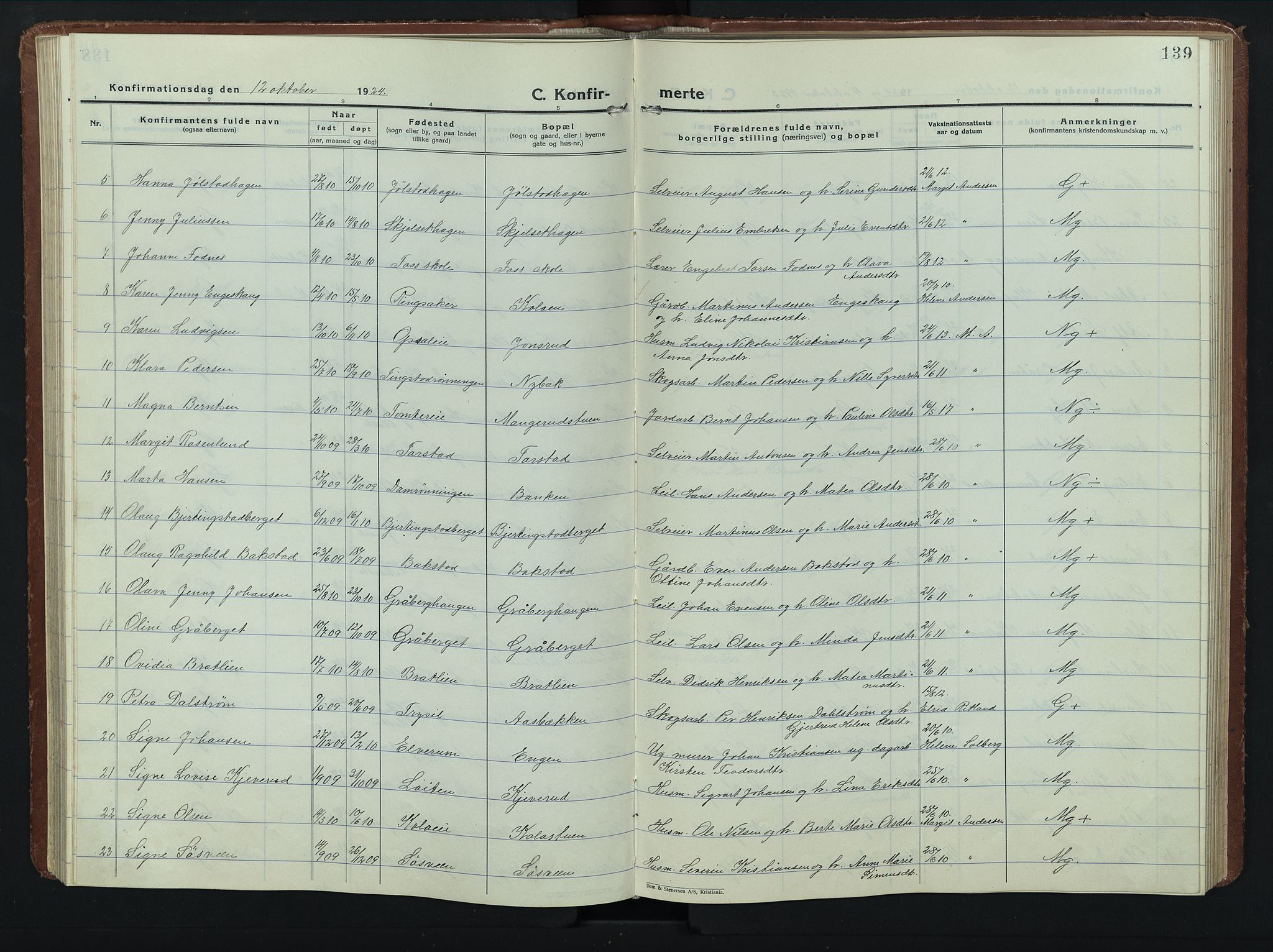 Romedal prestekontor, SAH/PREST-004/L/L0015: Parish register (copy) no. 15, 1923-1949, p. 139