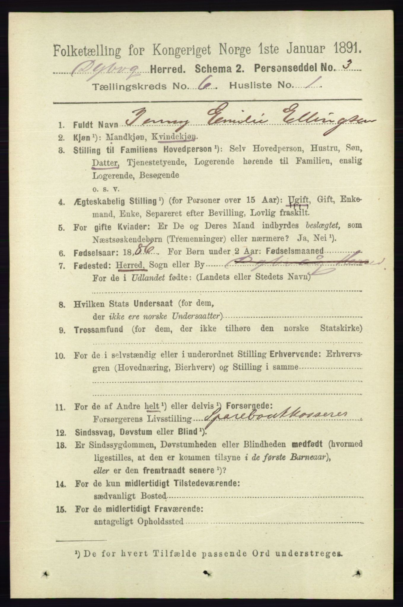 RA, 1891 census for 0915 Dypvåg, 1891, p. 1787