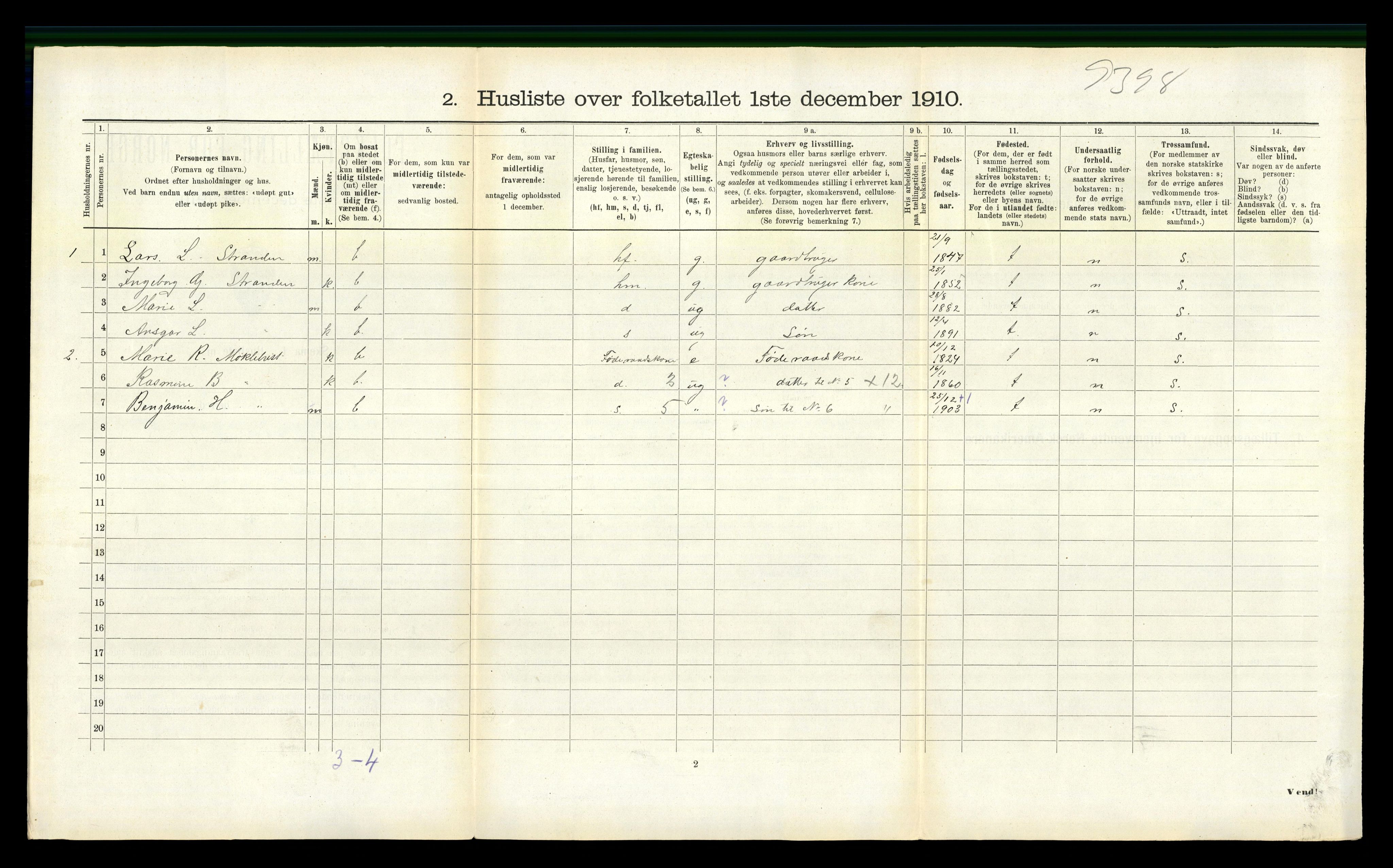 RA, 1910 census for Vanylven, 1910, p. 966