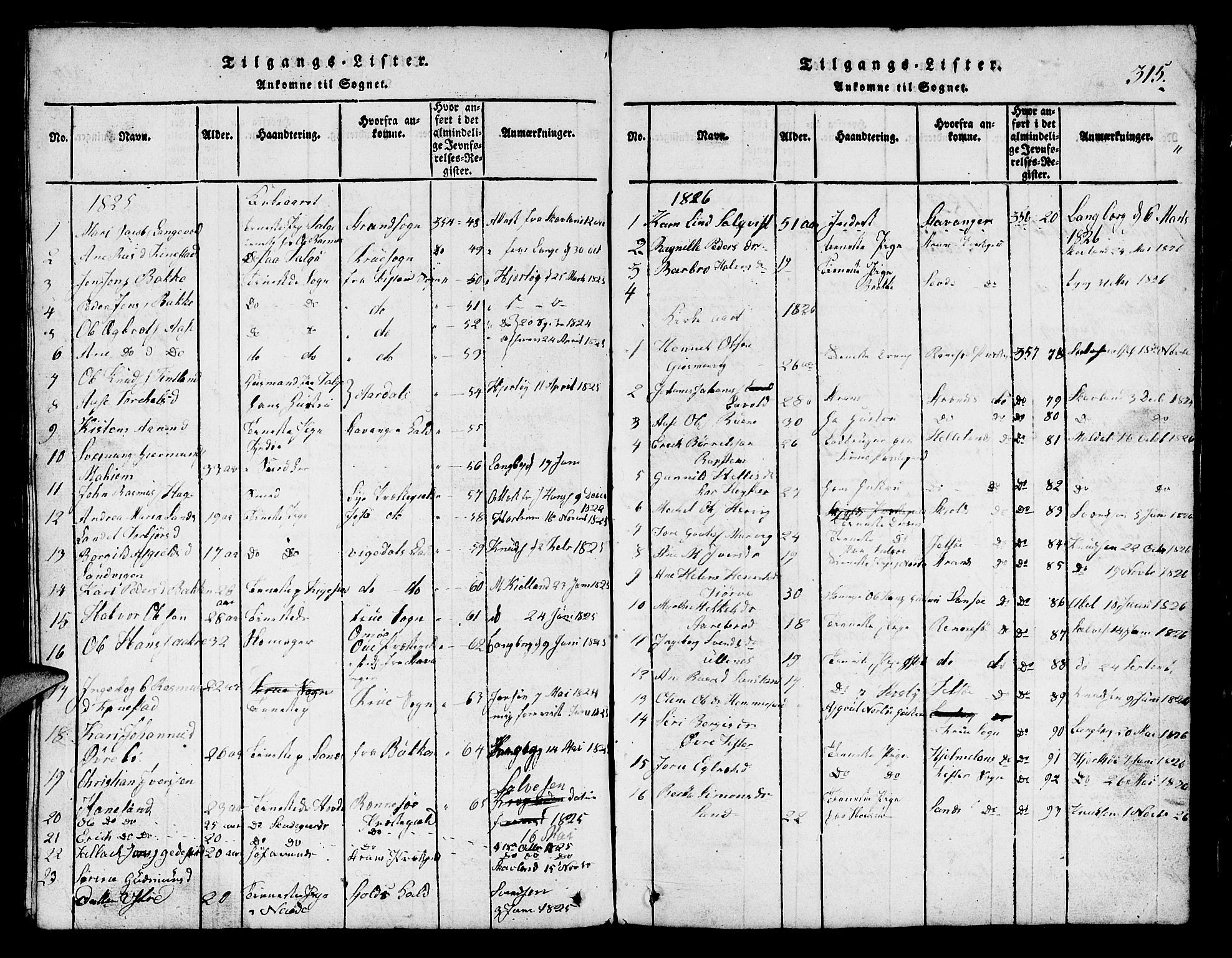 Finnøy sokneprestkontor, SAST/A-101825/H/Ha/Hab/L0001: Parish register (copy) no. B 1, 1816-1856, p. 315