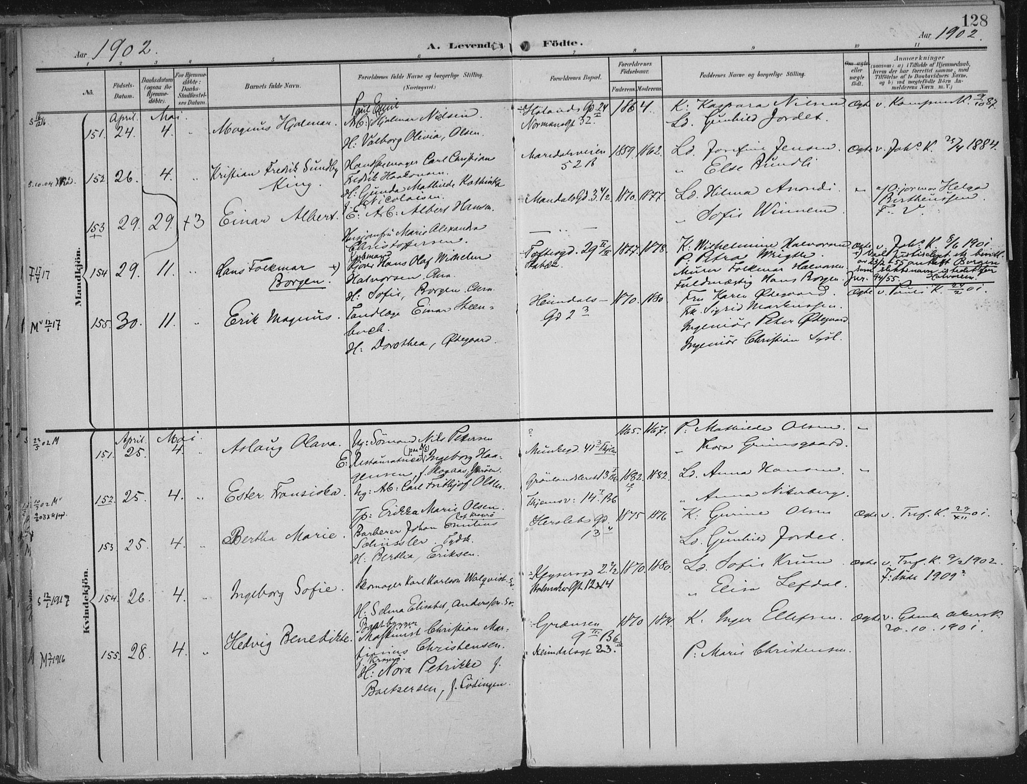 Rikshospitalet prestekontor Kirkebøker, SAO/A-10309b/F/L0012: Parish register (official) no. 12, 1901-1904, p. 128