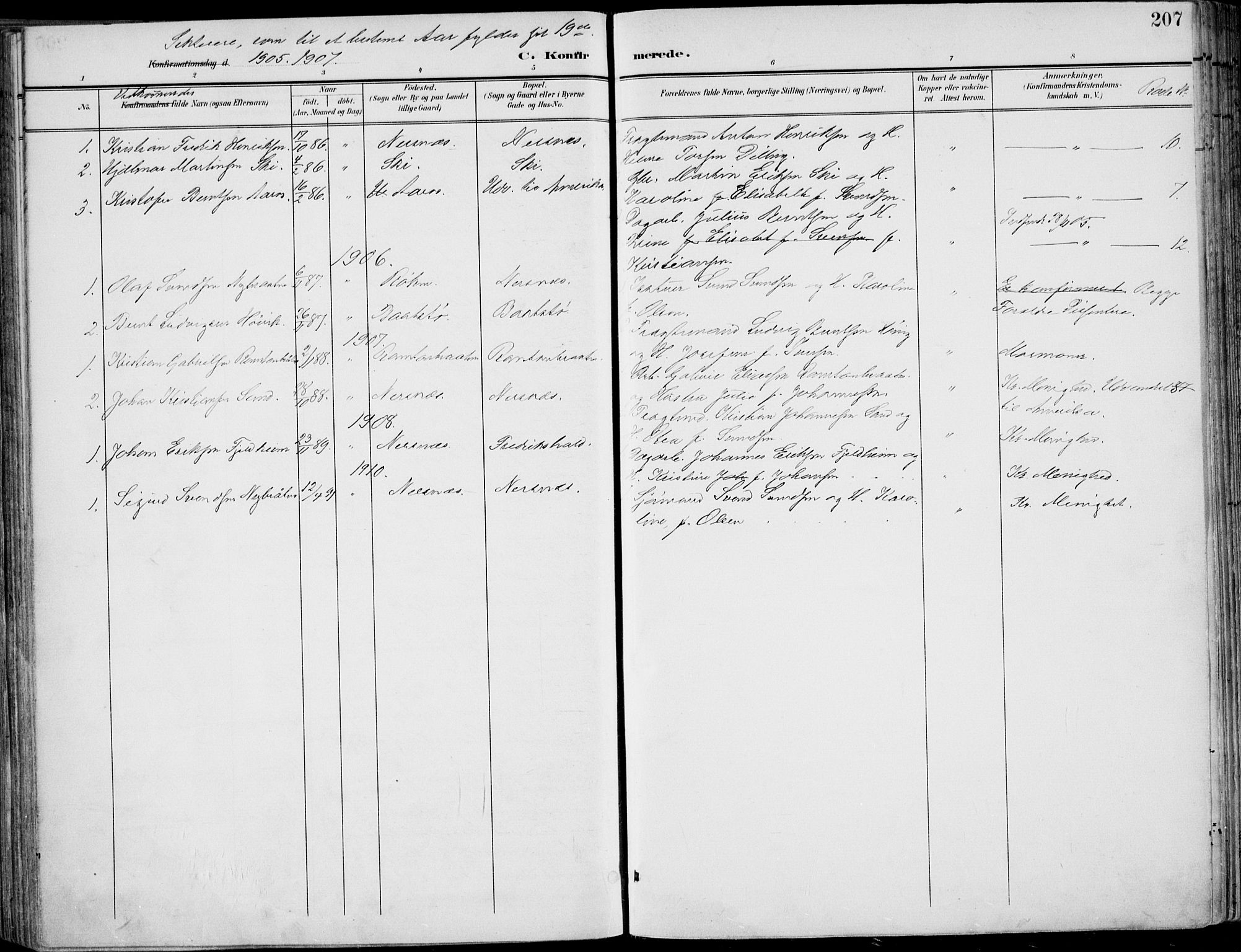 Røyken kirkebøker, SAKO/A-241/F/Fa/L0009: Parish register (official) no. 9, 1898-1911, p. 207