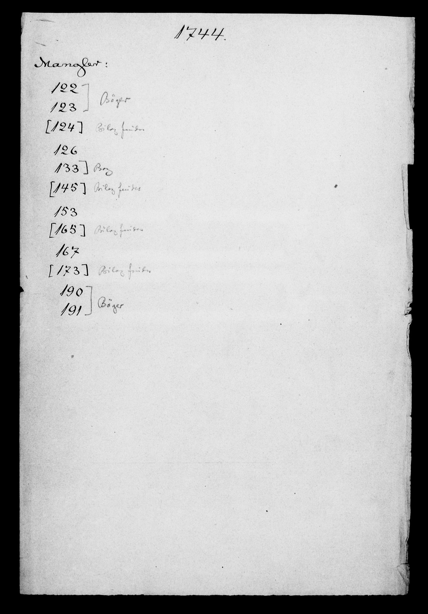 Generalkirkeinspektionskollegiet, DRA/A-0008/F4-06/F4-06-13: Protokollerede indkomne sager, 1744