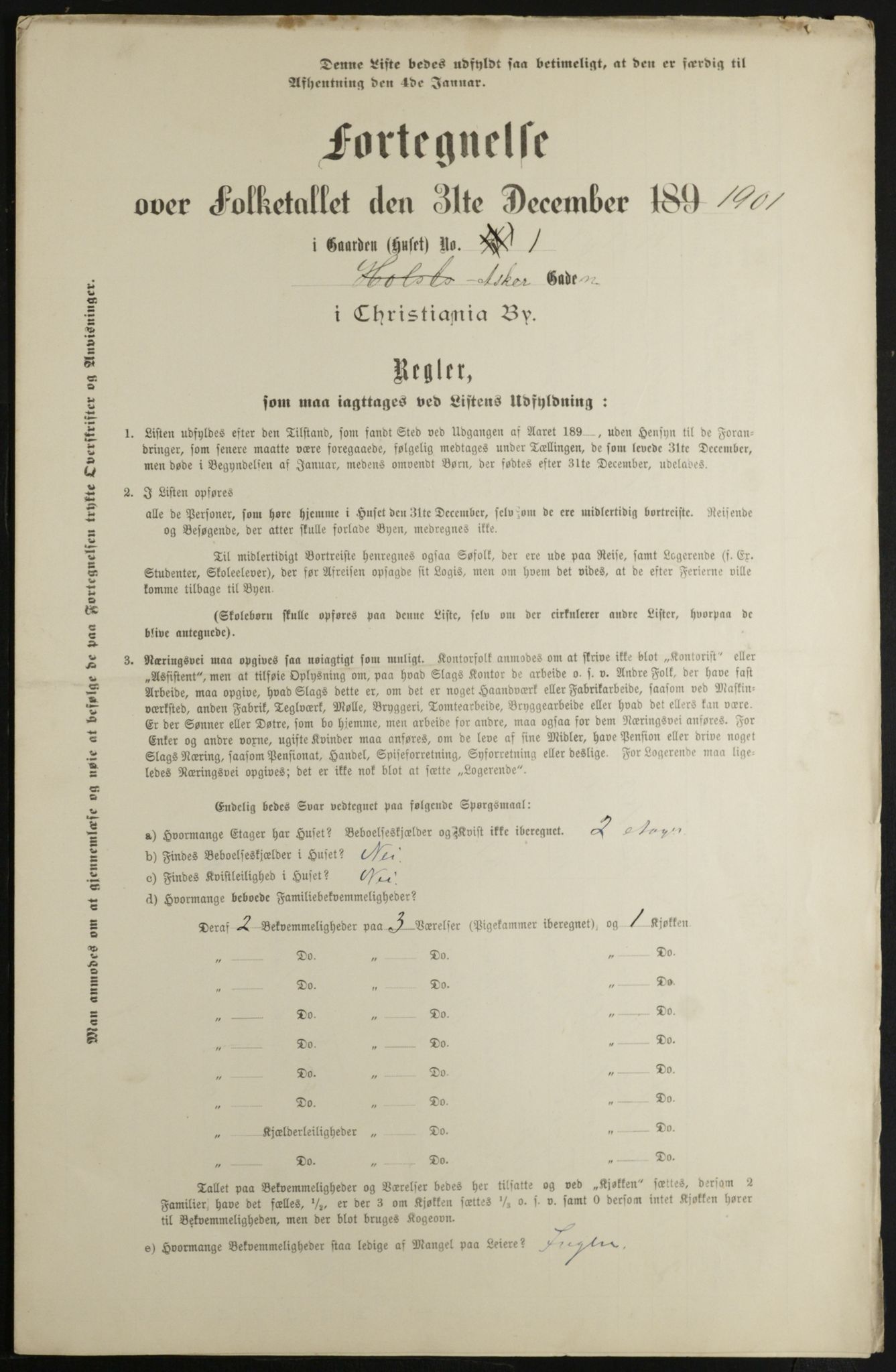 OBA, Municipal Census 1901 for Kristiania, 1901, p. 474