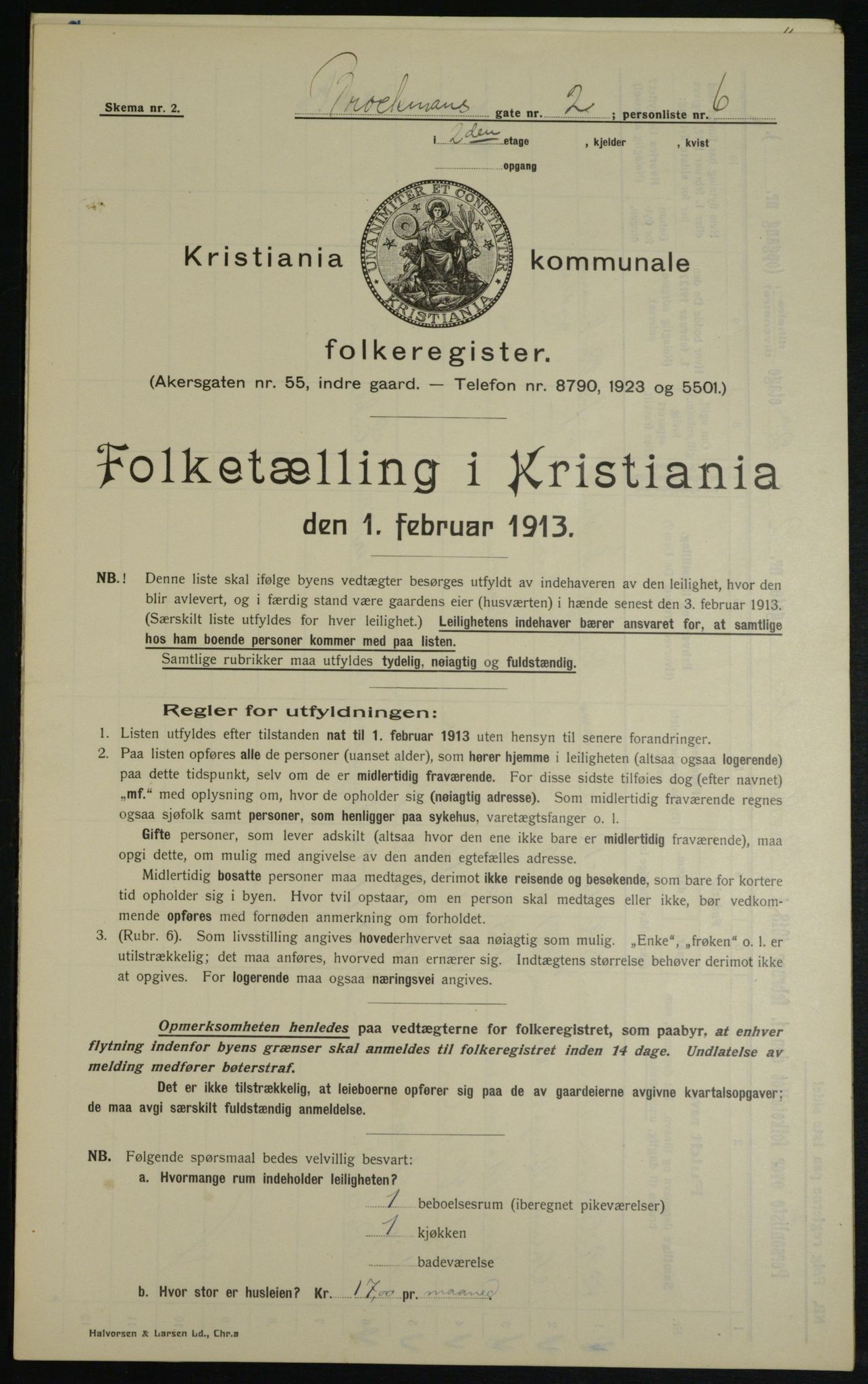 OBA, Municipal Census 1913 for Kristiania, 1913, p. 9548