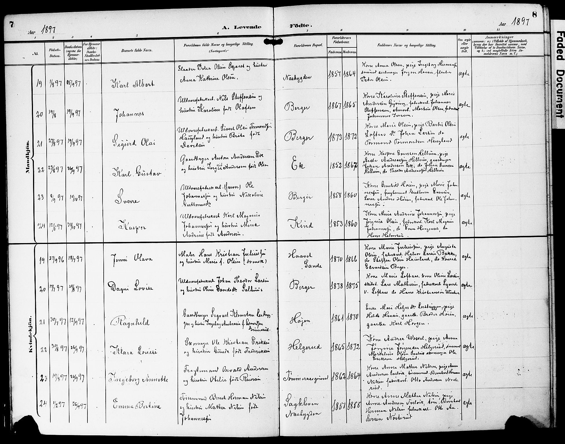Strømm kirkebøker, AV/SAKO-A-322/G/Ga/L0004: Parish register (copy) no. I 4, 1897-1927, p. 7-8
