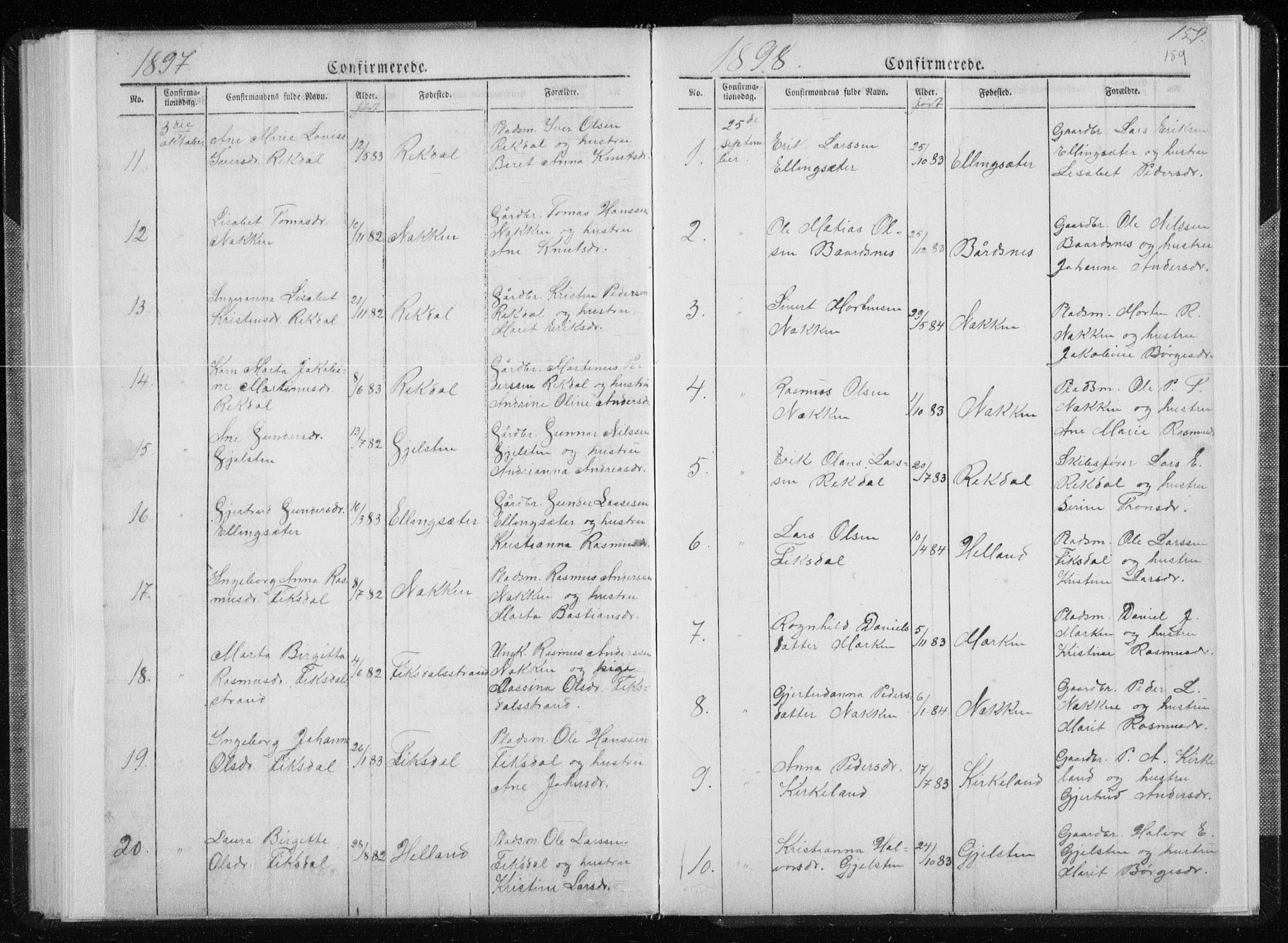 Ministerialprotokoller, klokkerbøker og fødselsregistre - Møre og Romsdal, SAT/A-1454/540/L0541: Parish register (copy) no. 540C01, 1867-1920, p. 159