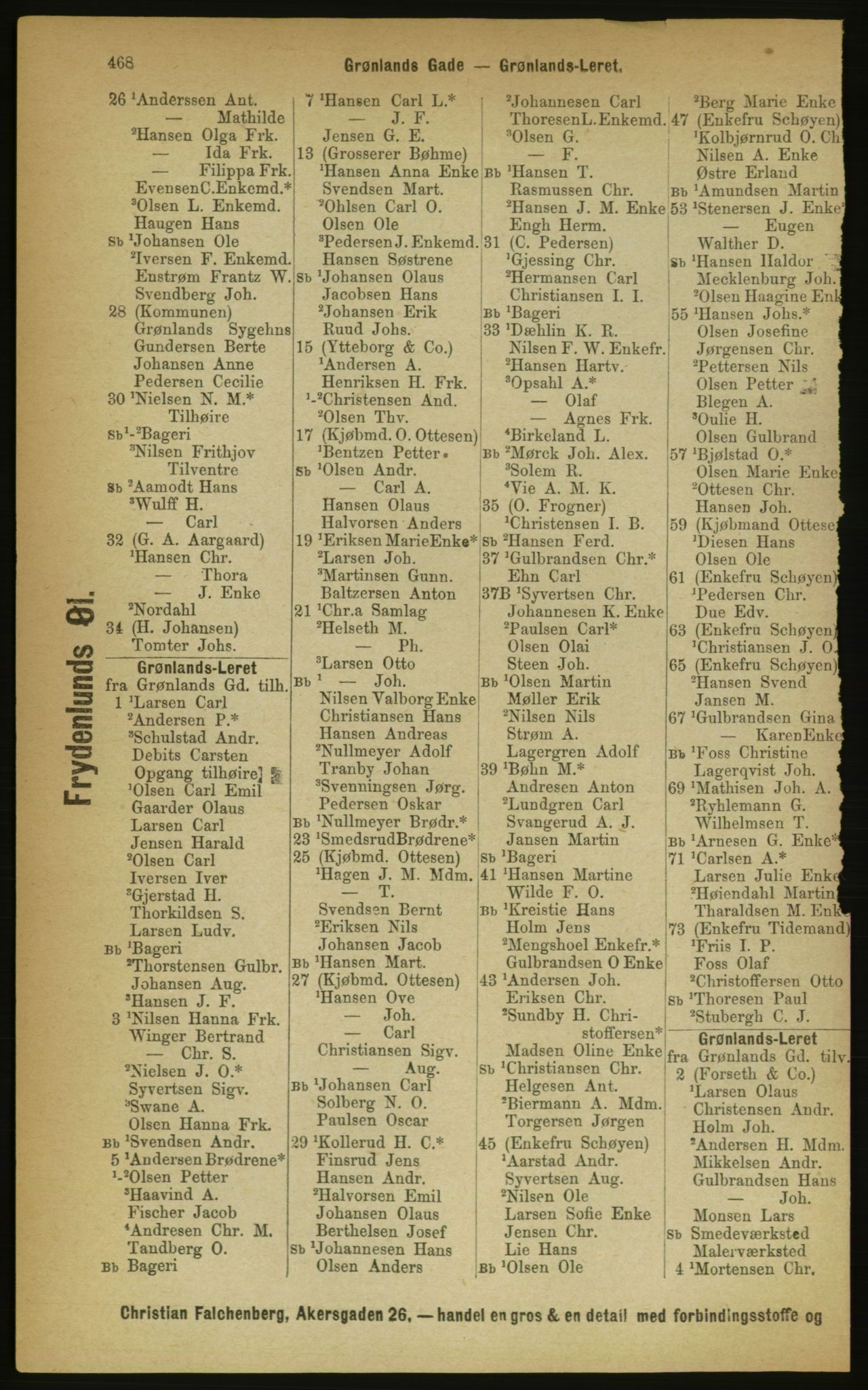 Kristiania/Oslo adressebok, PUBL/-, 1889, p. 468