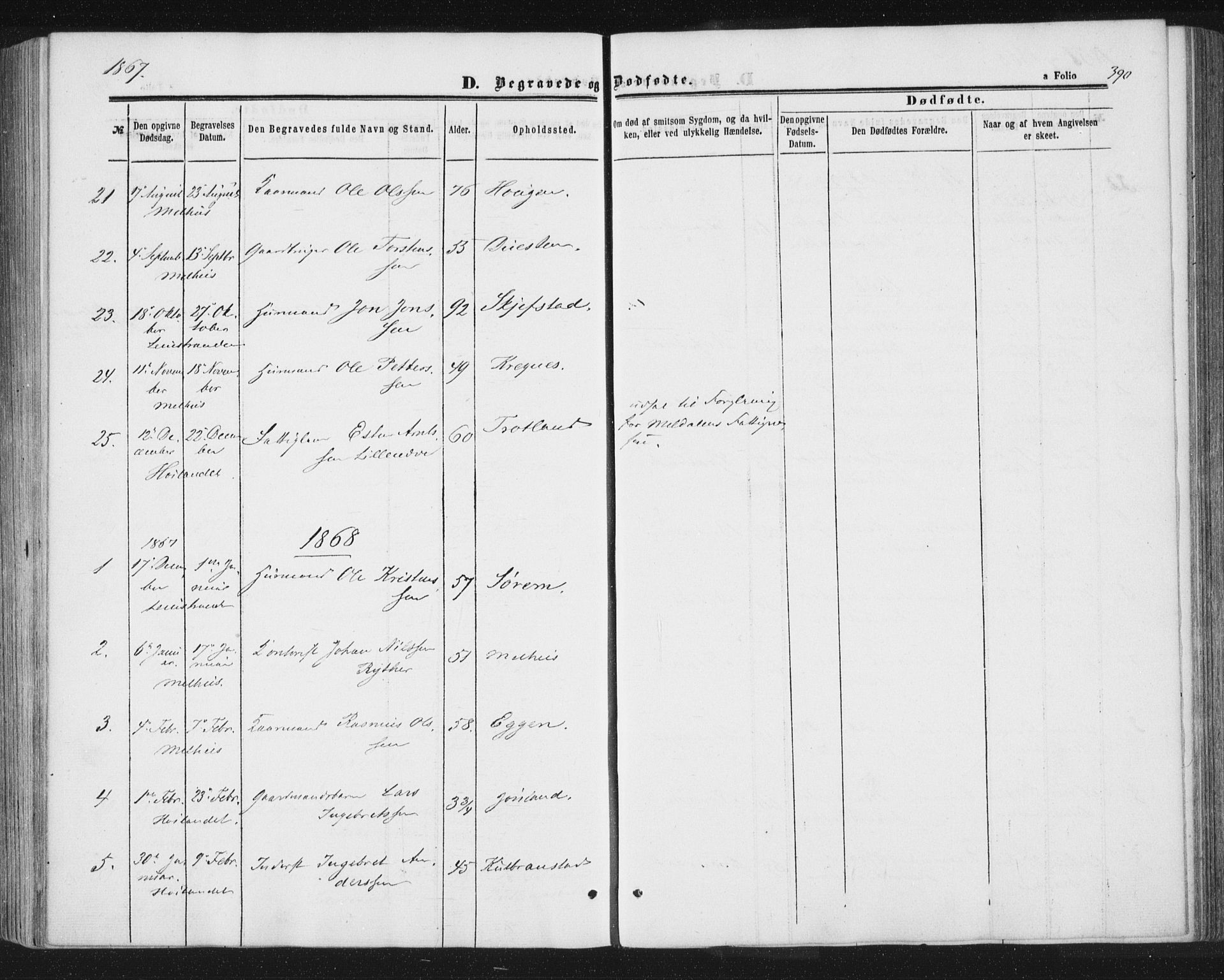 Ministerialprotokoller, klokkerbøker og fødselsregistre - Sør-Trøndelag, SAT/A-1456/691/L1077: Parish register (official) no. 691A09, 1862-1873, p. 390