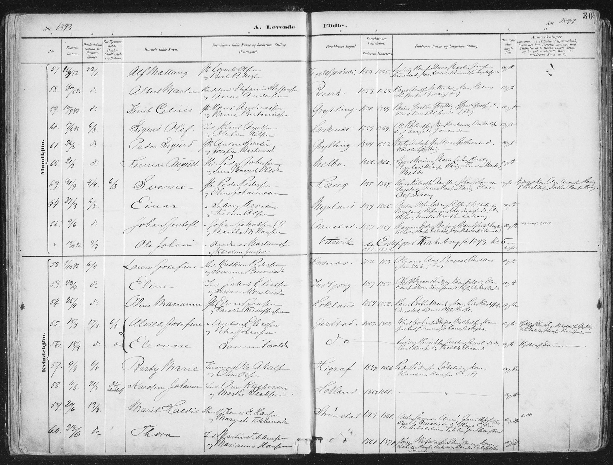 Ministerialprotokoller, klokkerbøker og fødselsregistre - Nordland, SAT/A-1459/888/L1246: Parish register (official) no. 888A12, 1891-1903, p. 30