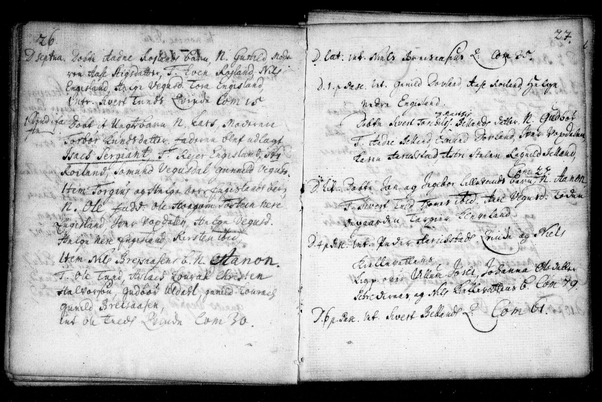 Herefoss sokneprestkontor, AV/SAK-1111-0019/F/Fa/Fab/L0001: Parish register (official) no. A 1, 1704-1779, p. 26-27