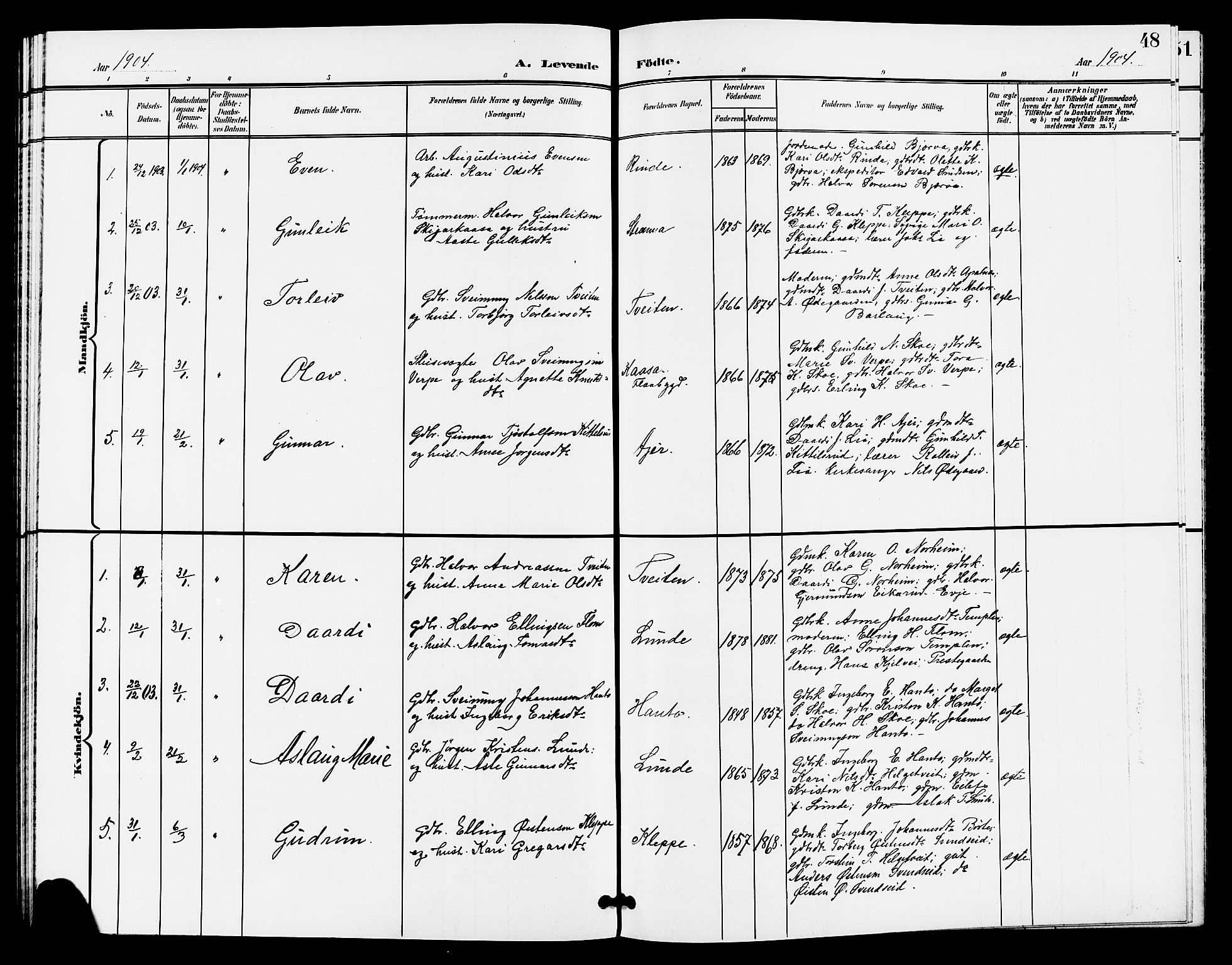 Lunde kirkebøker, SAKO/A-282/G/Ga/L0003: Parish register (copy) no. I 3, 1896-1905, p. 48