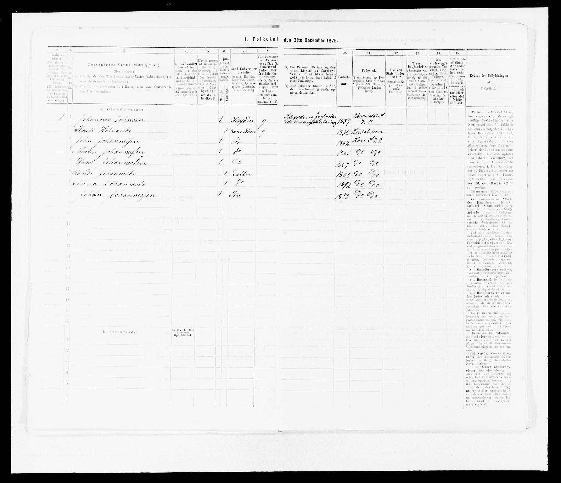 SAB, 1875 census for 1417P Vik, 1875, p. 820