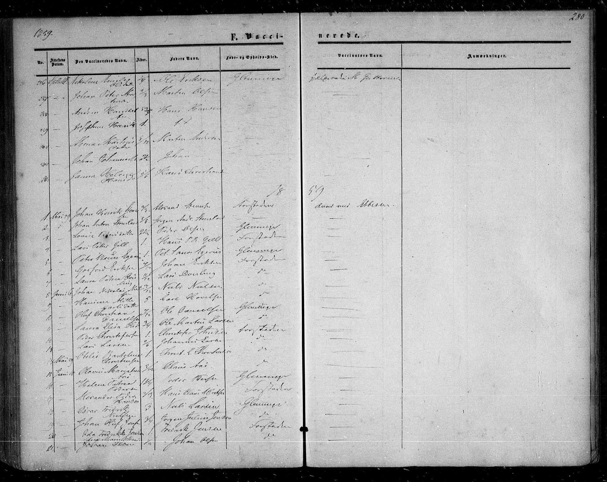 Glemmen prestekontor Kirkebøker, SAO/A-10908/F/Fa/L0007: Parish register (official) no. 7, 1853-1862, p. 280