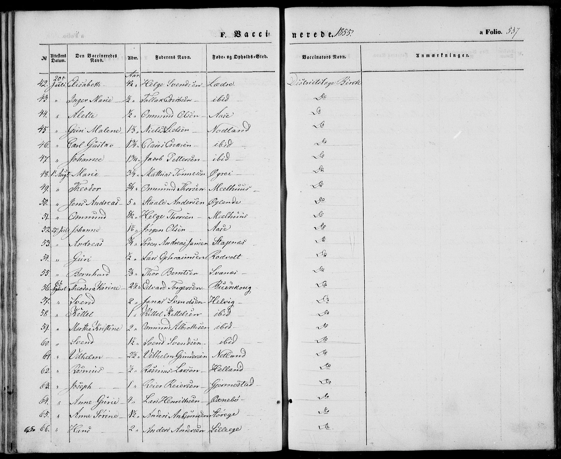 Eigersund sokneprestkontor, AV/SAST-A-101807/S08/L0013: Parish register (official) no. A 12.2, 1850-1865, p. 557