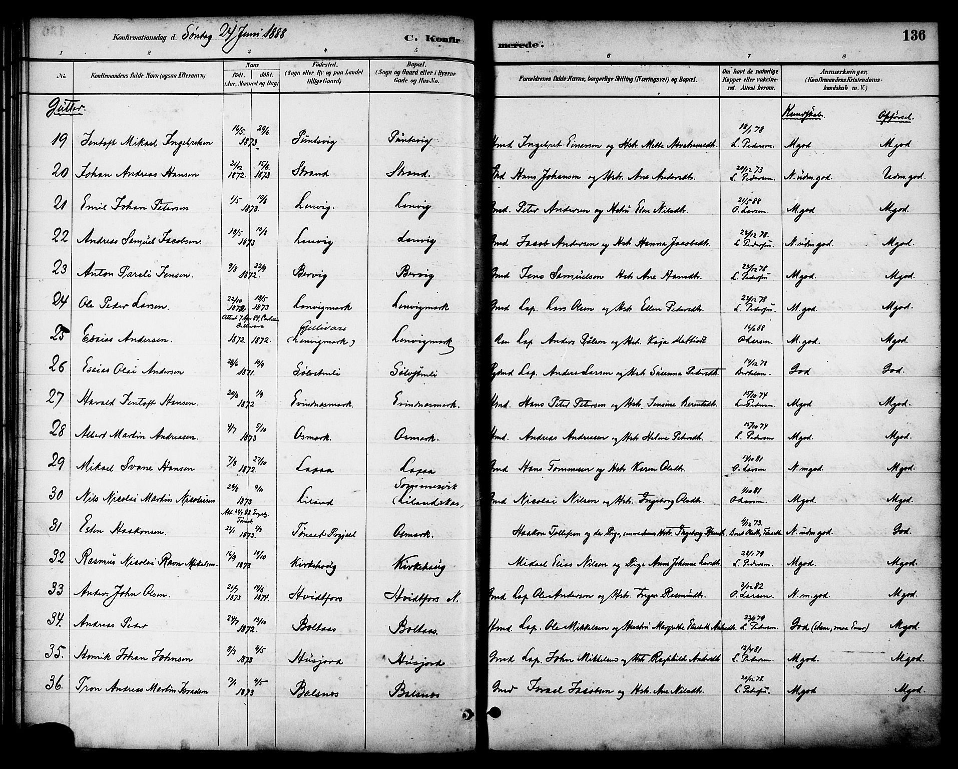 Ministerialprotokoller, klokkerbøker og fødselsregistre - Nordland, AV/SAT-A-1459/863/L0898: Parish register (official) no. 863A10, 1886-1897, p. 136