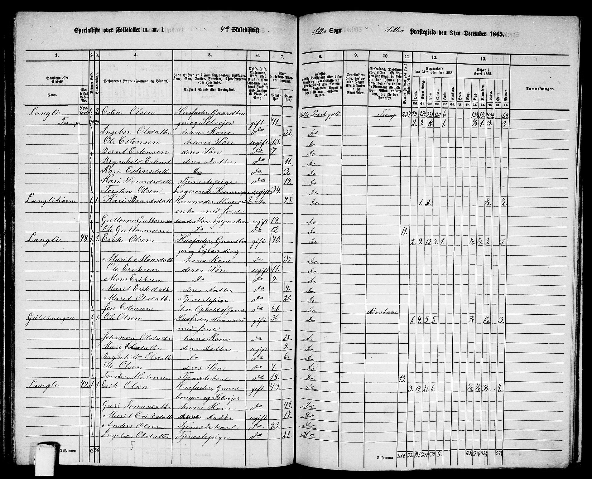 RA, 1865 census for Selbu, 1865, p. 58