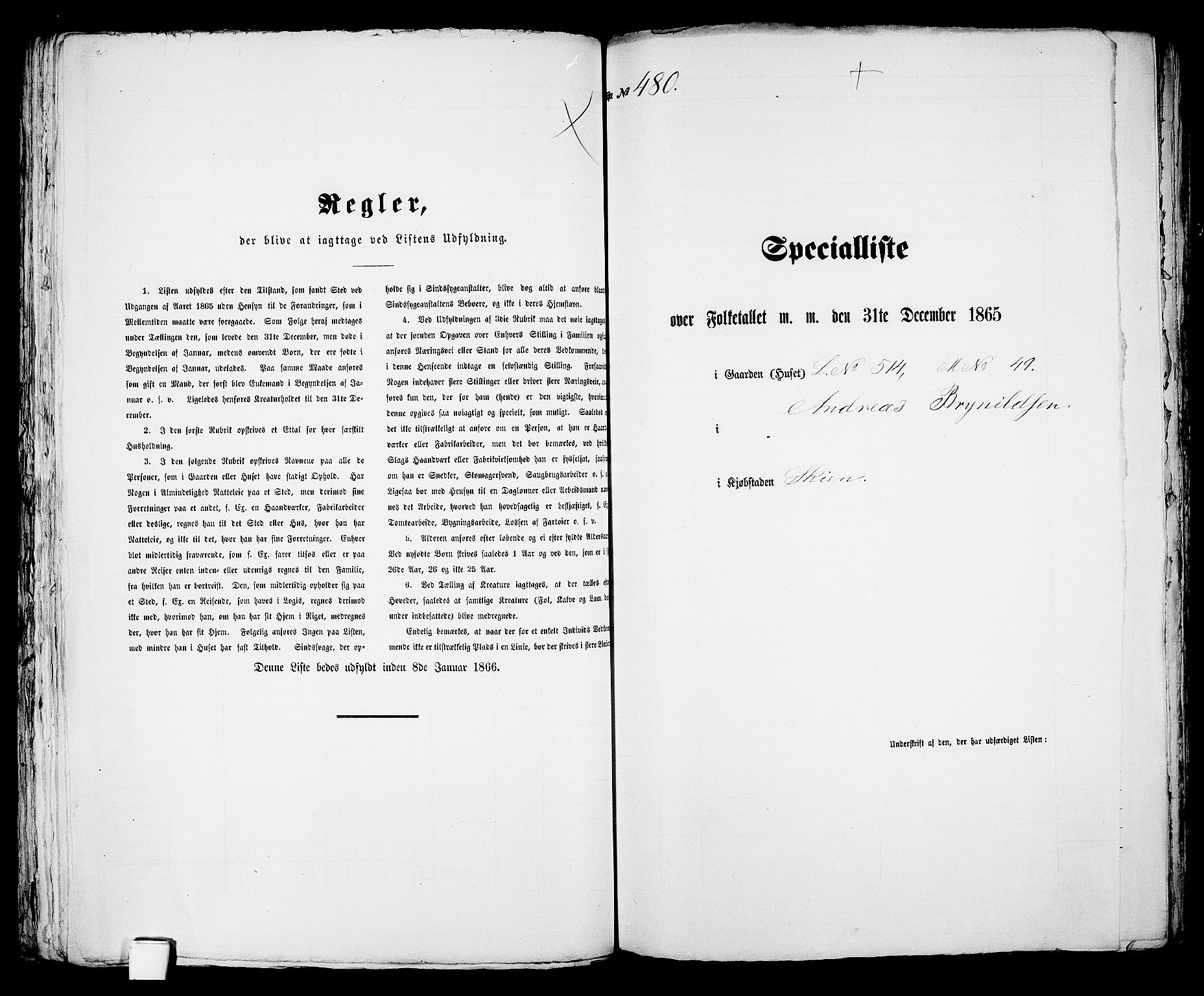 RA, 1865 census for Skien, 1865, p. 985