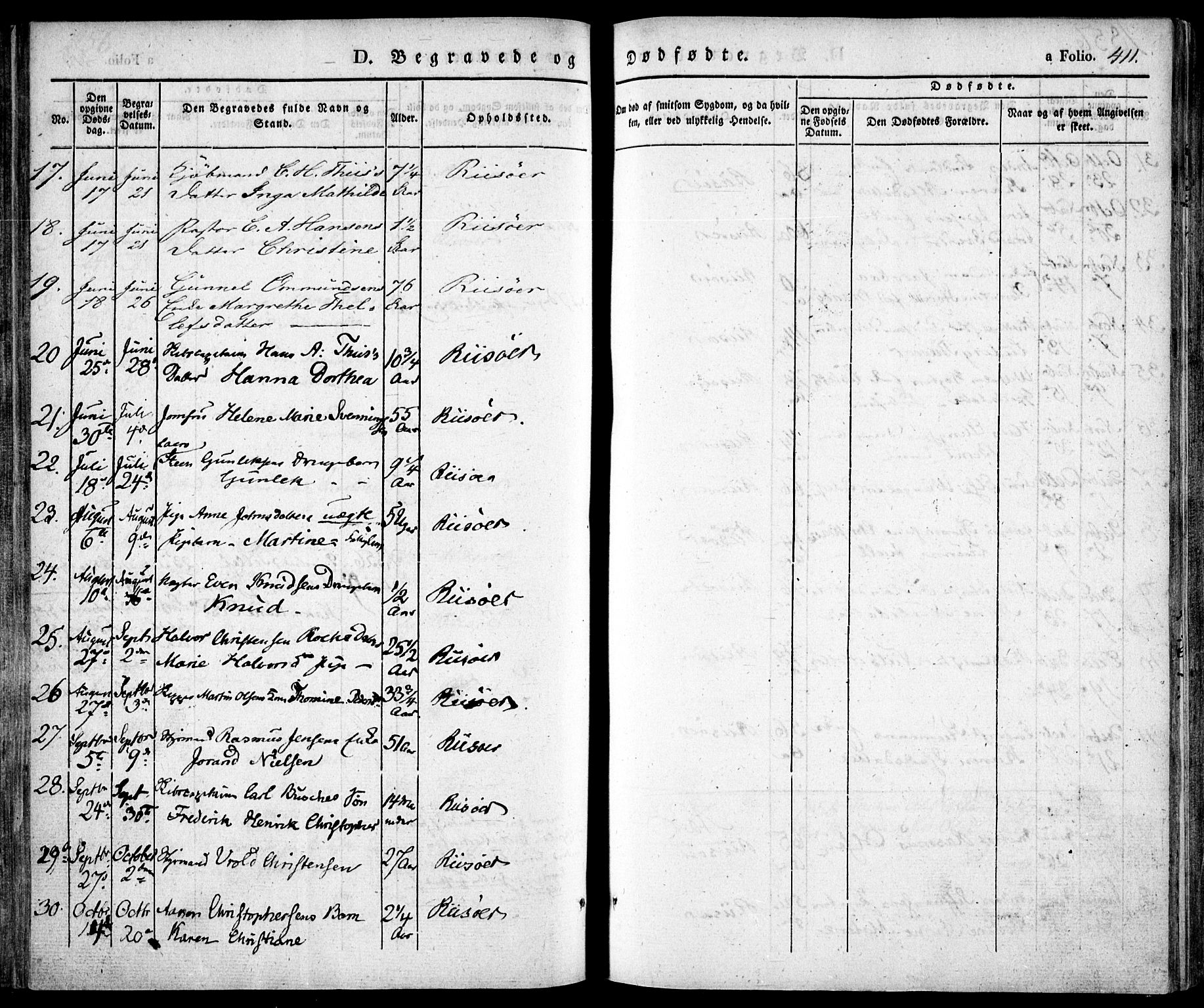 Risør sokneprestkontor, SAK/1111-0035/F/Fa/L0003: Parish register (official) no. A 3, 1838-1864, p. 411