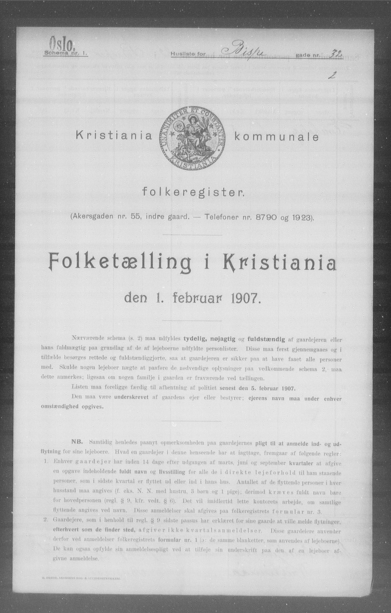 OBA, Municipal Census 1907 for Kristiania, 1907, p. 2803