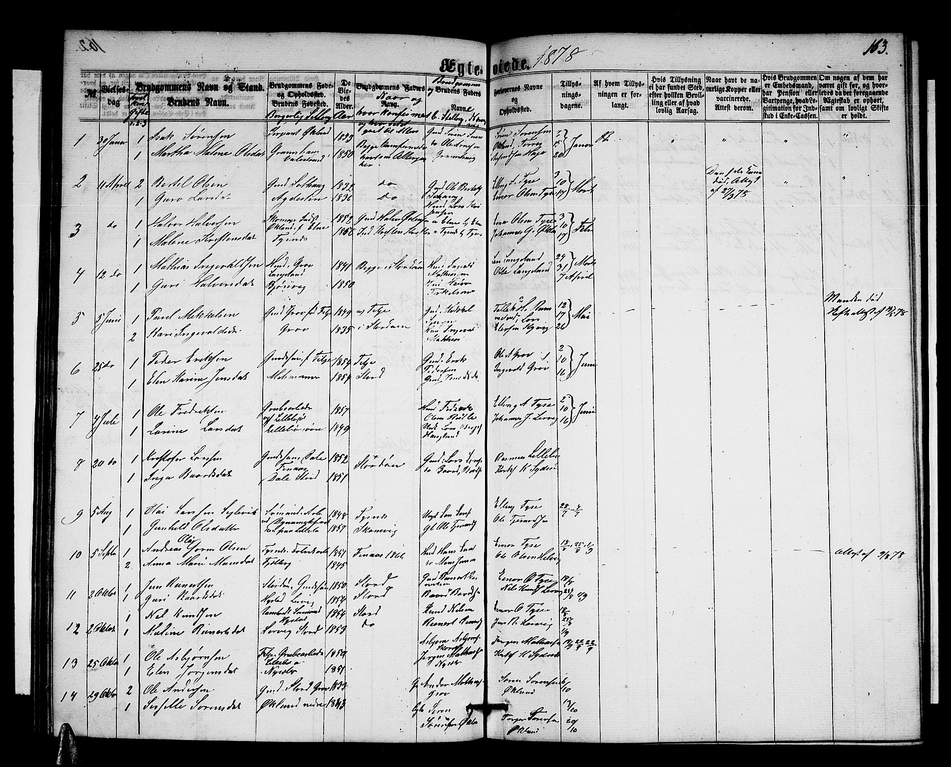 Stord sokneprestembete, SAB/A-78201/H/Hab: Parish register (copy) no. A 1, 1864-1878, p. 163