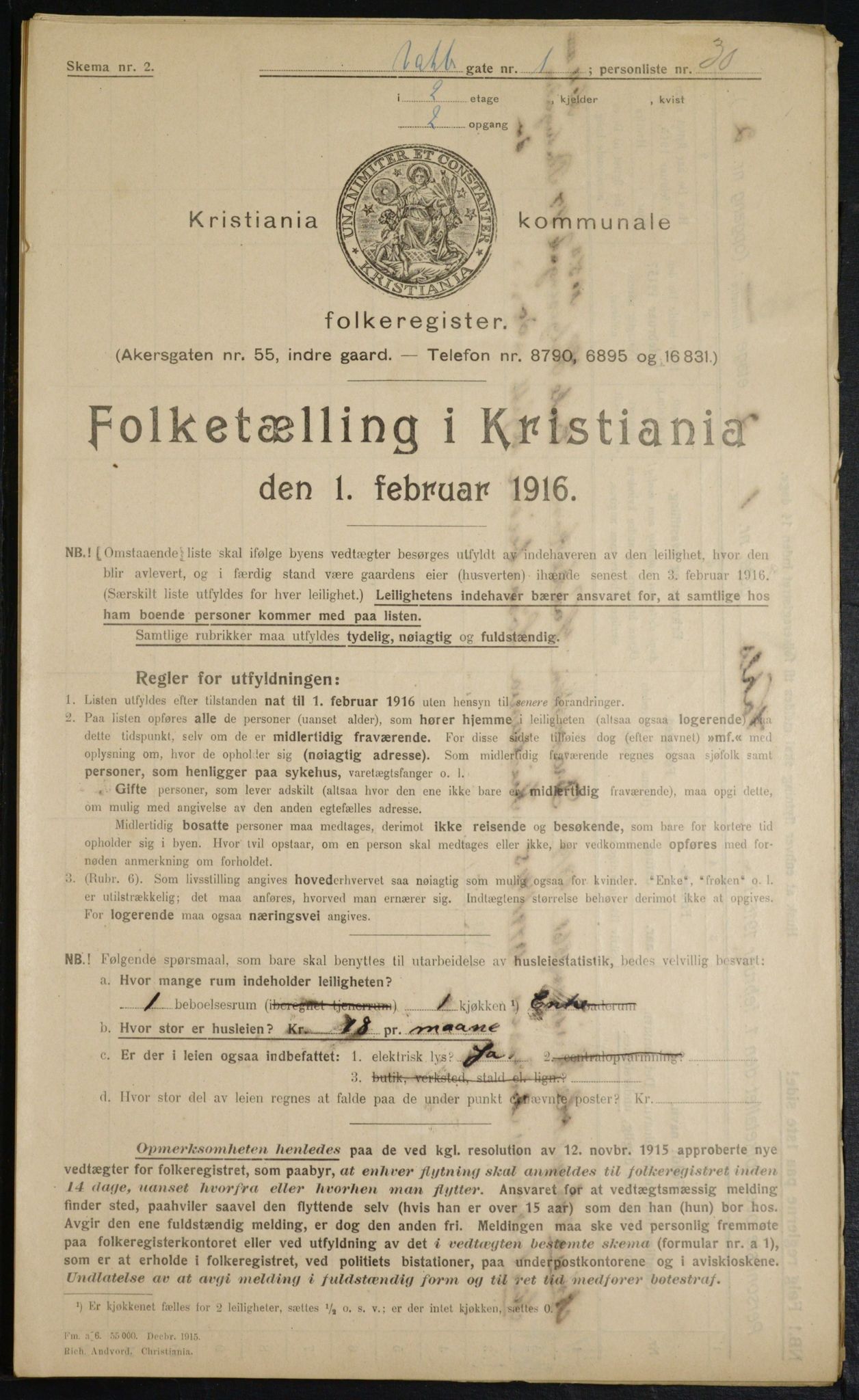 OBA, Municipal Census 1916 for Kristiania, 1916, p. 125130