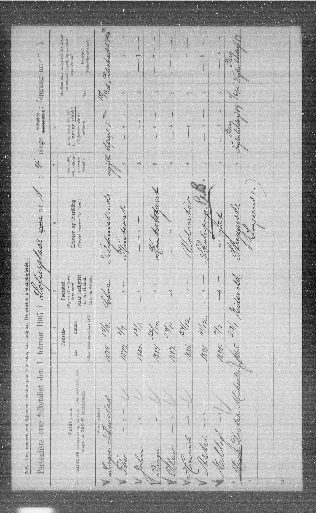 OBA, Municipal Census 1907 for Kristiania, 1907, p. 50747