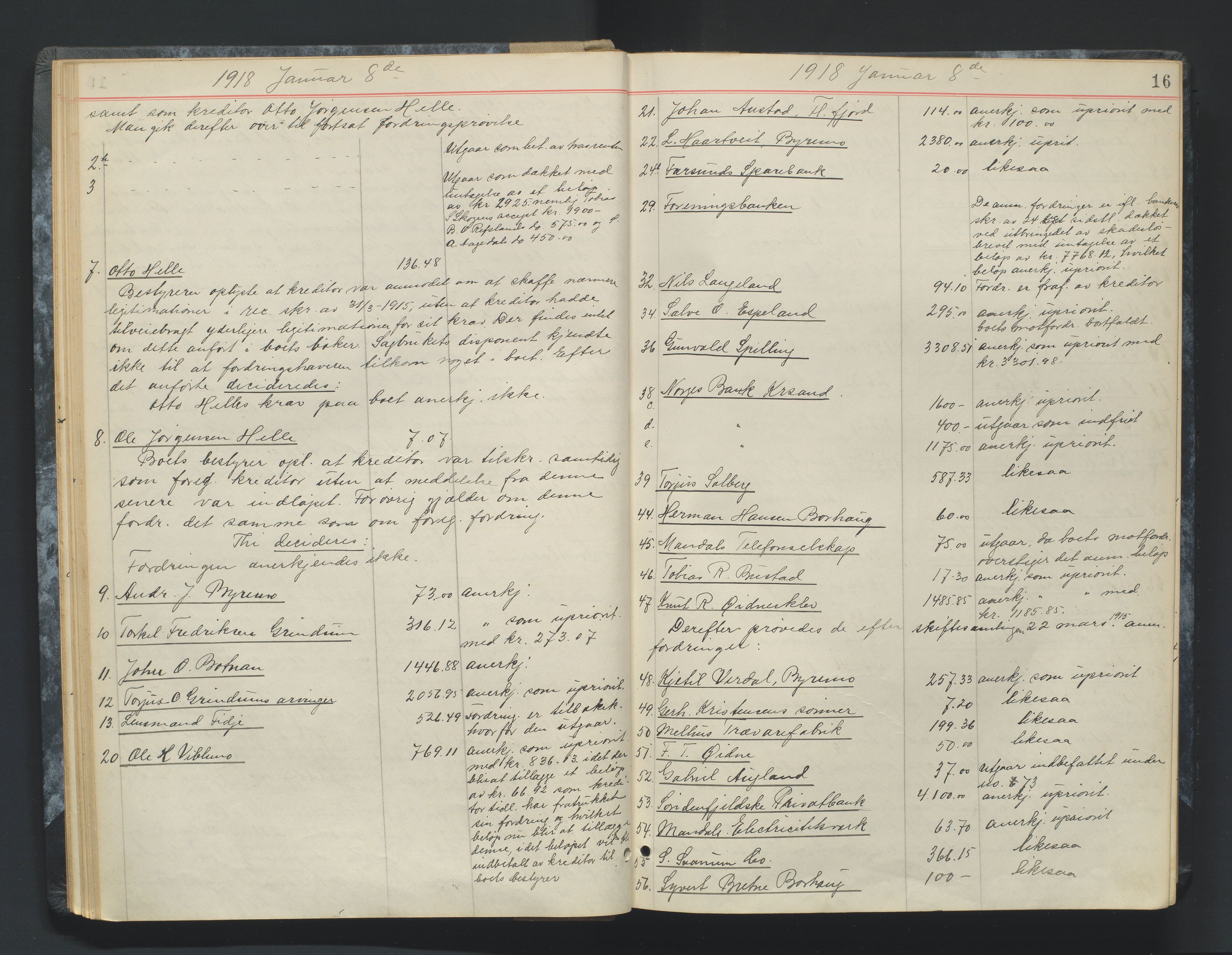 Mandal sorenskriveri, AV/SAK-1221-0005/001/H/Hc/L0083: Skifteforhandlingsprotokoll nr 15, 1917-1921, p. 16