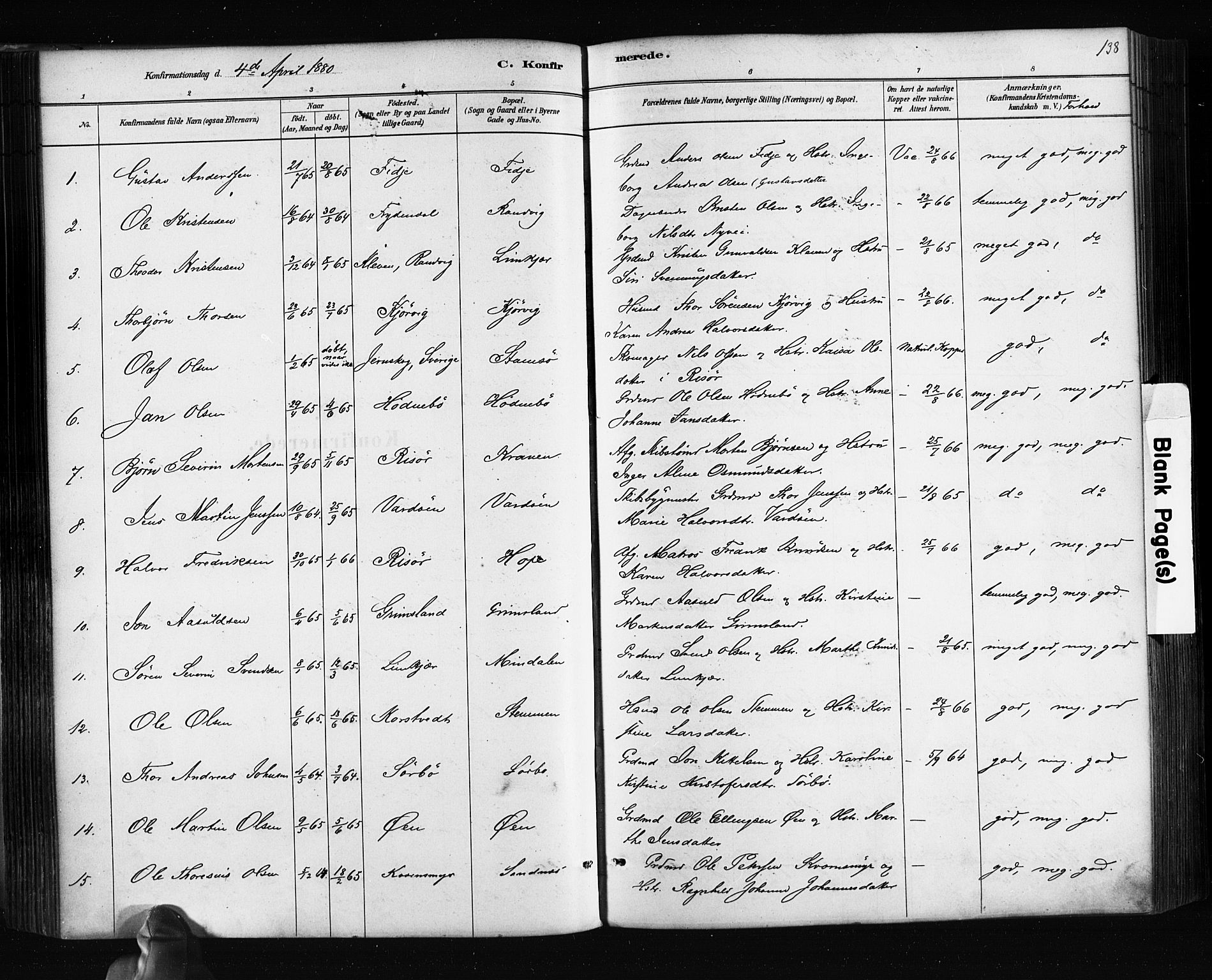 Søndeled sokneprestkontor, SAK/1111-0038/F/Fa/L0004: Parish register (official) no. A 4, 1880-1889, p. 138