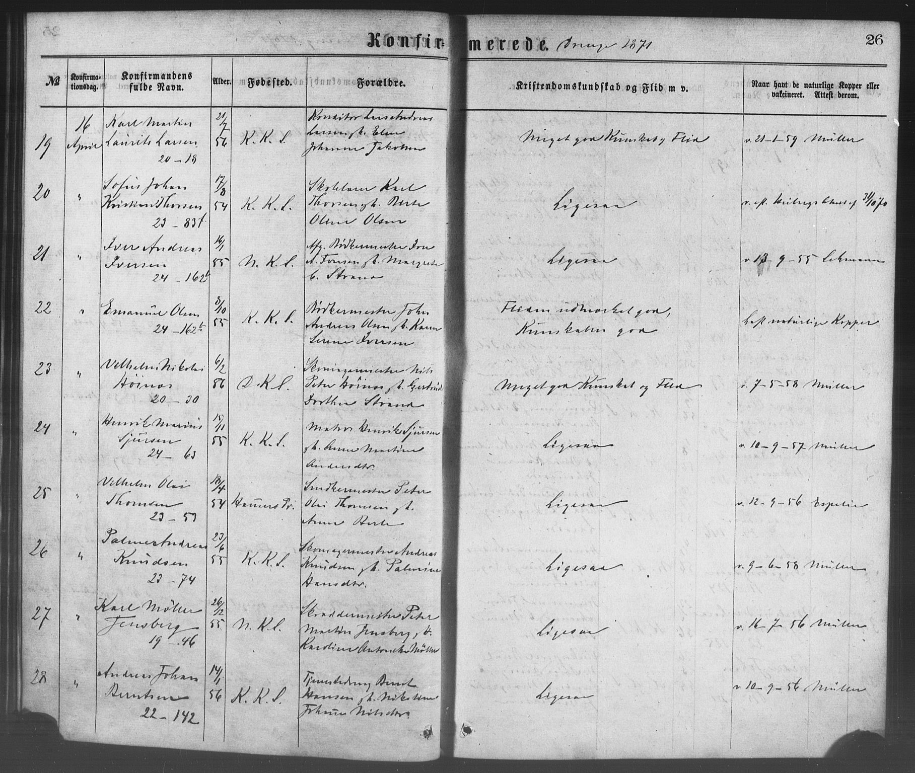 Korskirken sokneprestembete, AV/SAB-A-76101/H/Haa/L0028: Parish register (official) no. C 4, 1868-1879, p. 26