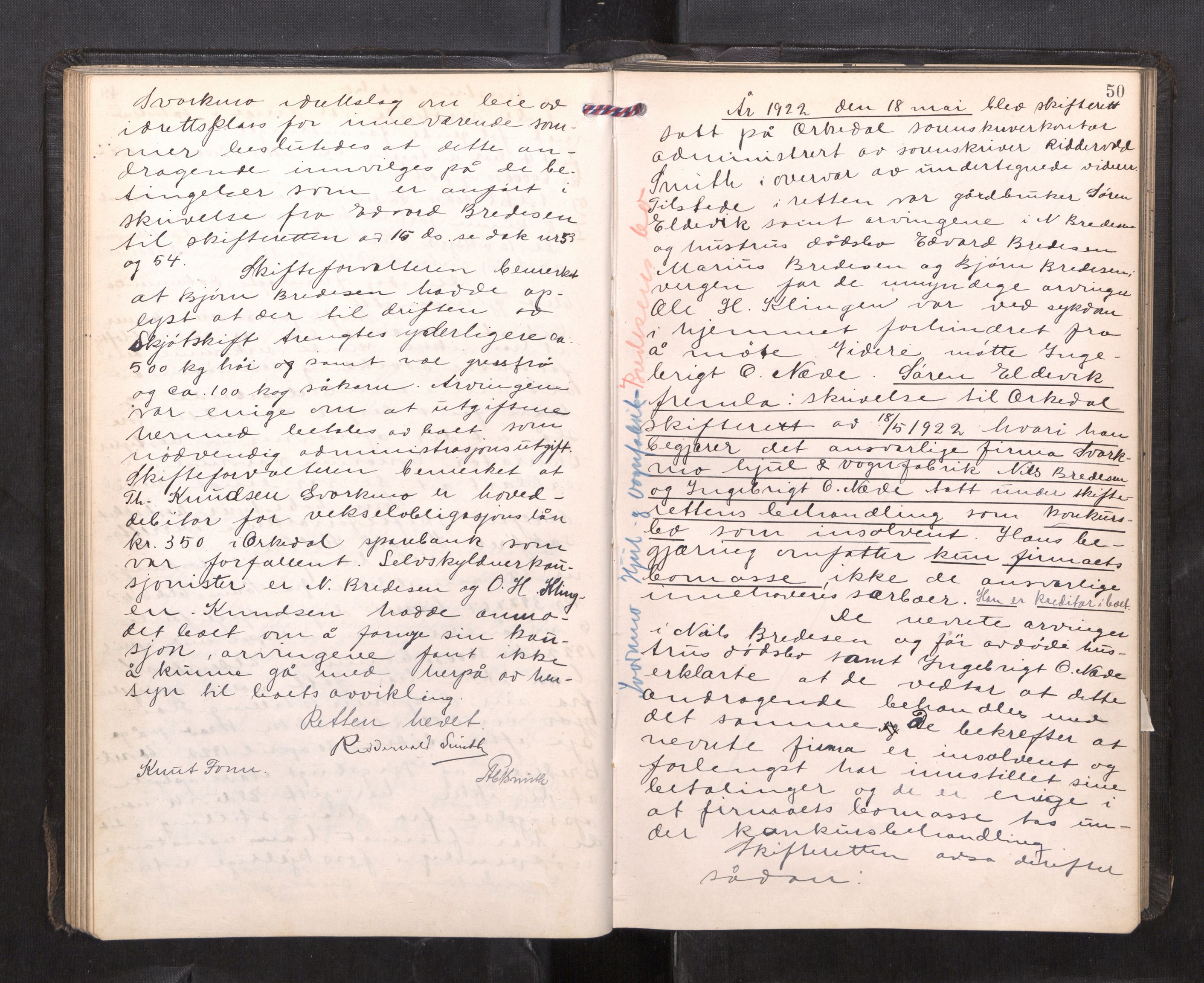 Orkdal sorenskriveri, AV/SAT-A-4169/1/3/3B/L0015: Skiftebehandlingsprotokoll, 1919-1927, p. 49b-50a