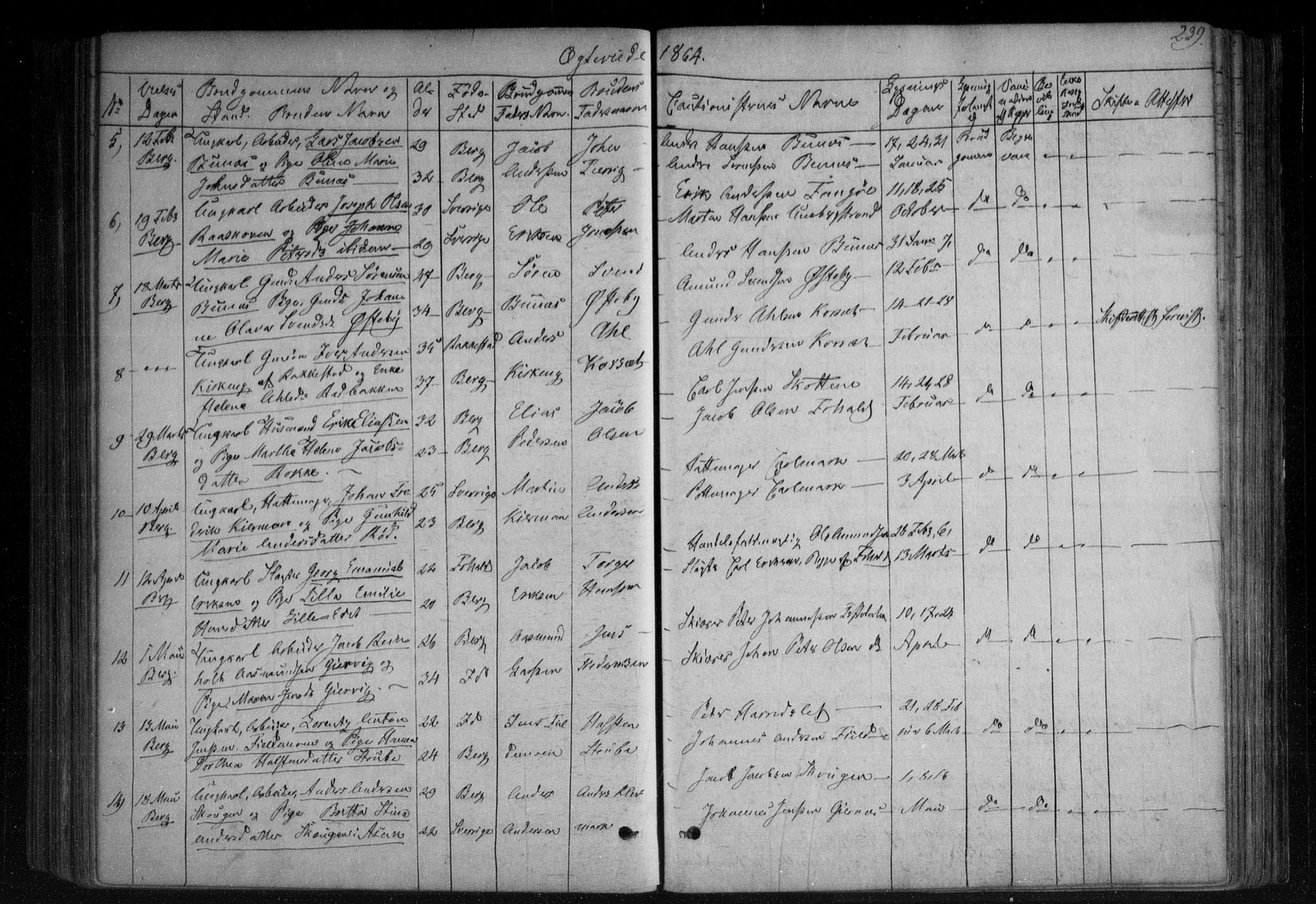 Berg prestekontor Kirkebøker, AV/SAO-A-10902/F/Fa/L0005: Parish register (official) no. I 5, 1861-1877, p. 239