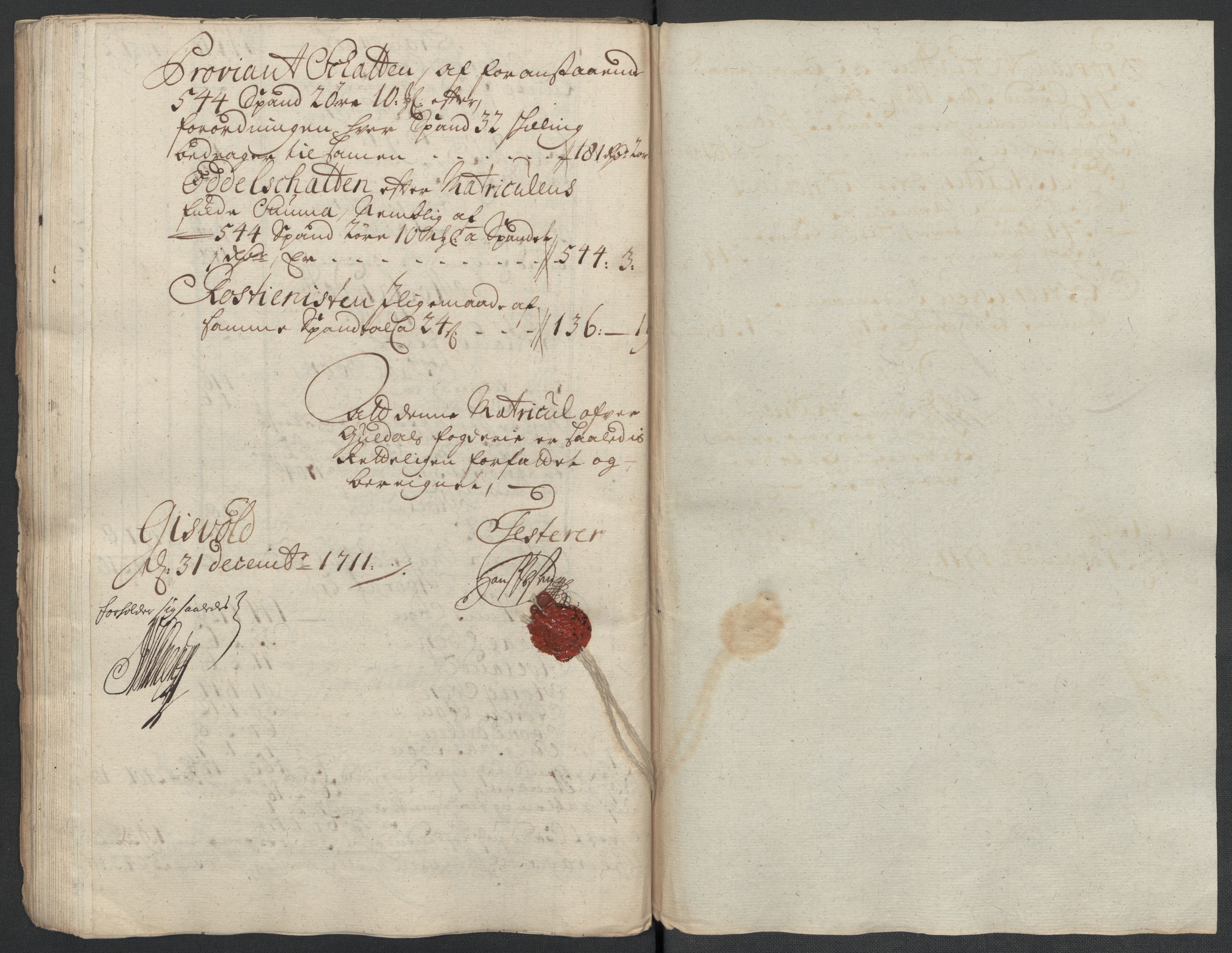Rentekammeret inntil 1814, Reviderte regnskaper, Fogderegnskap, AV/RA-EA-4092/R60/L3961: Fogderegnskap Orkdal og Gauldal, 1711, p. 312