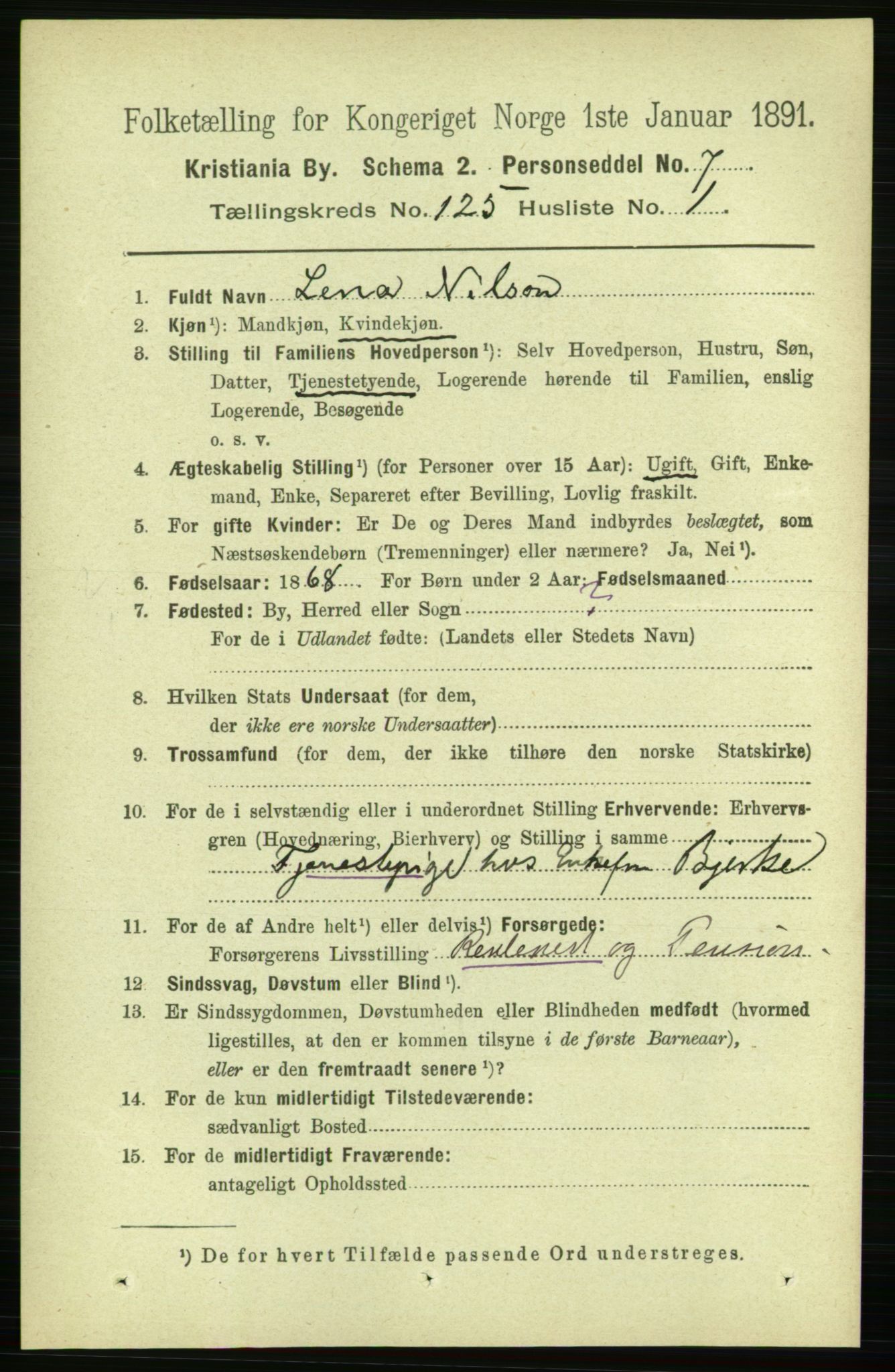 RA, 1891 census for 0301 Kristiania, 1891, p. 66372