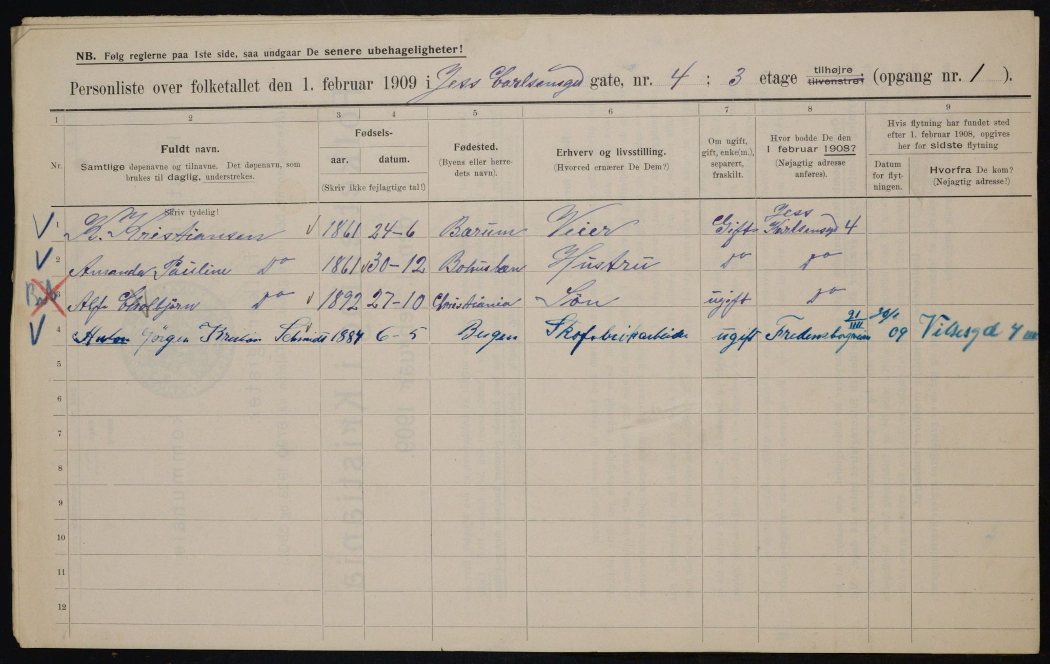 OBA, Municipal Census 1909 for Kristiania, 1909, p. 42920