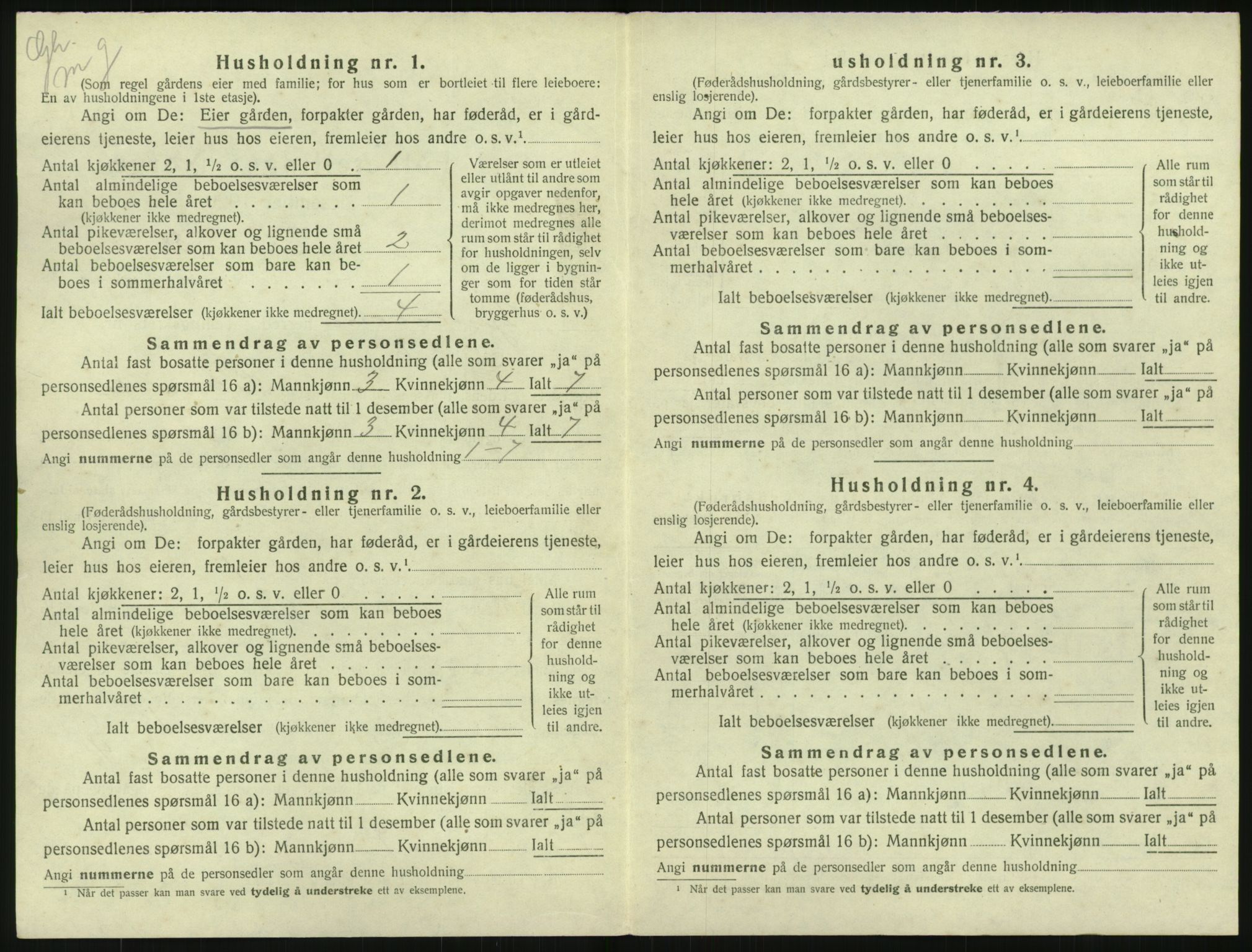 SAST, 1920 census for Bjerkreim, 1920, p. 579